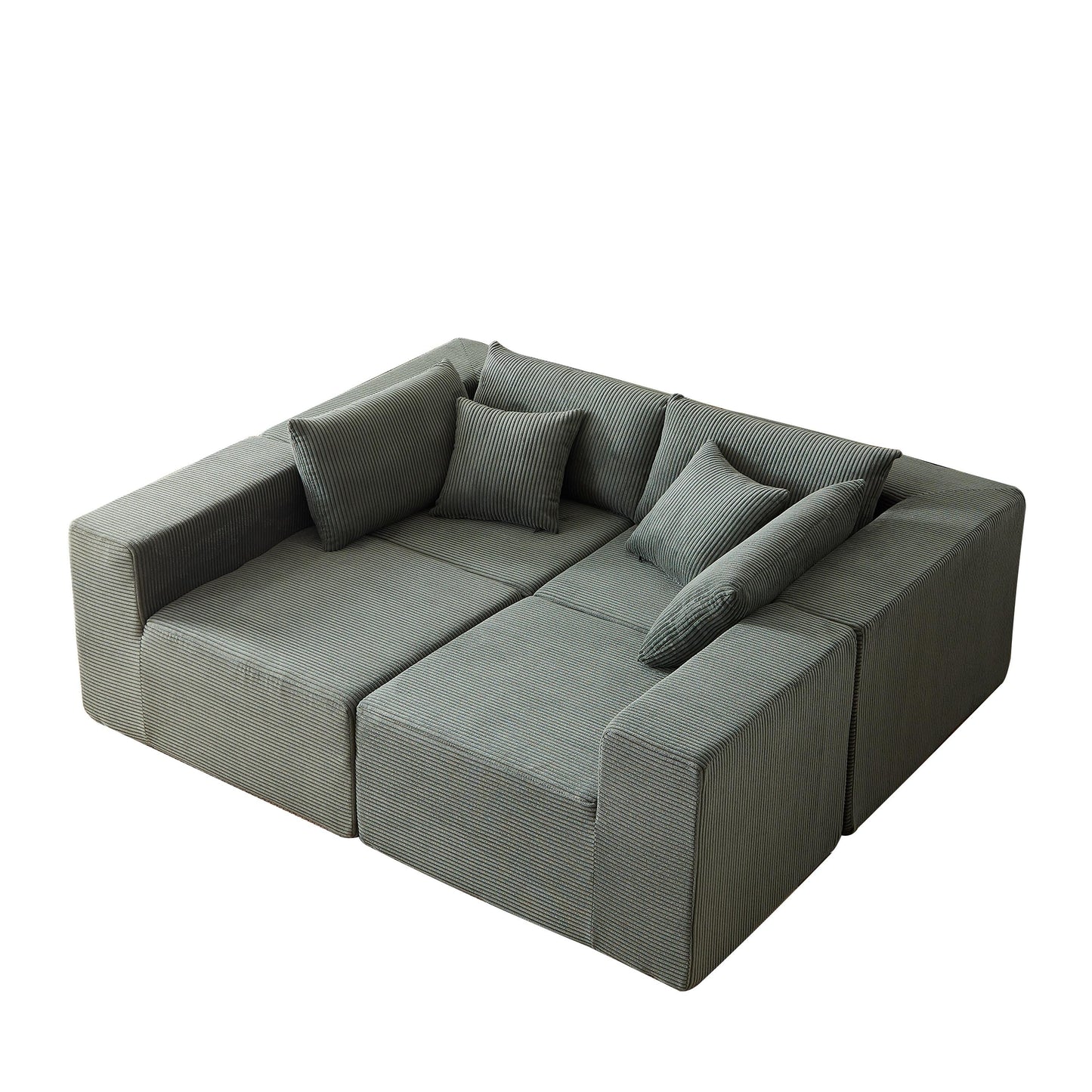 Canapé d'angle modulaire en cordouroy de 264 cm, ensemble de canapé de sol, canapé compressé rempli de mousse, combinaison gratuite de 4 pièces