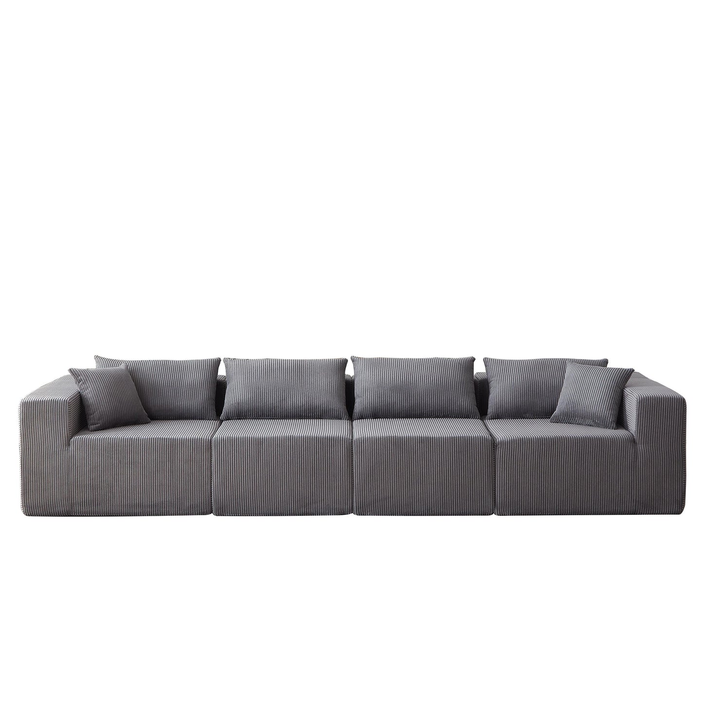 Canapé d'angle modulaire en cordouroy de 264 cm, ensemble de canapé de sol, canapé compressé rempli de mousse, combinaison gratuite de 4 pièces