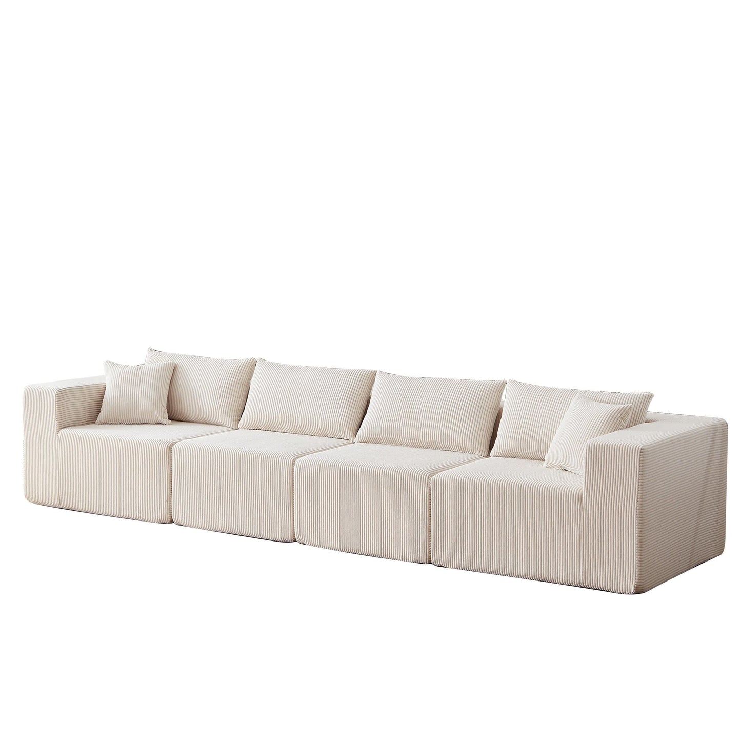 Canapé d'angle modulaire en cordouroy de 264 cm, ensemble de canapé de sol, canapé compressé rempli de mousse, combinaison gratuite de 4 pièces