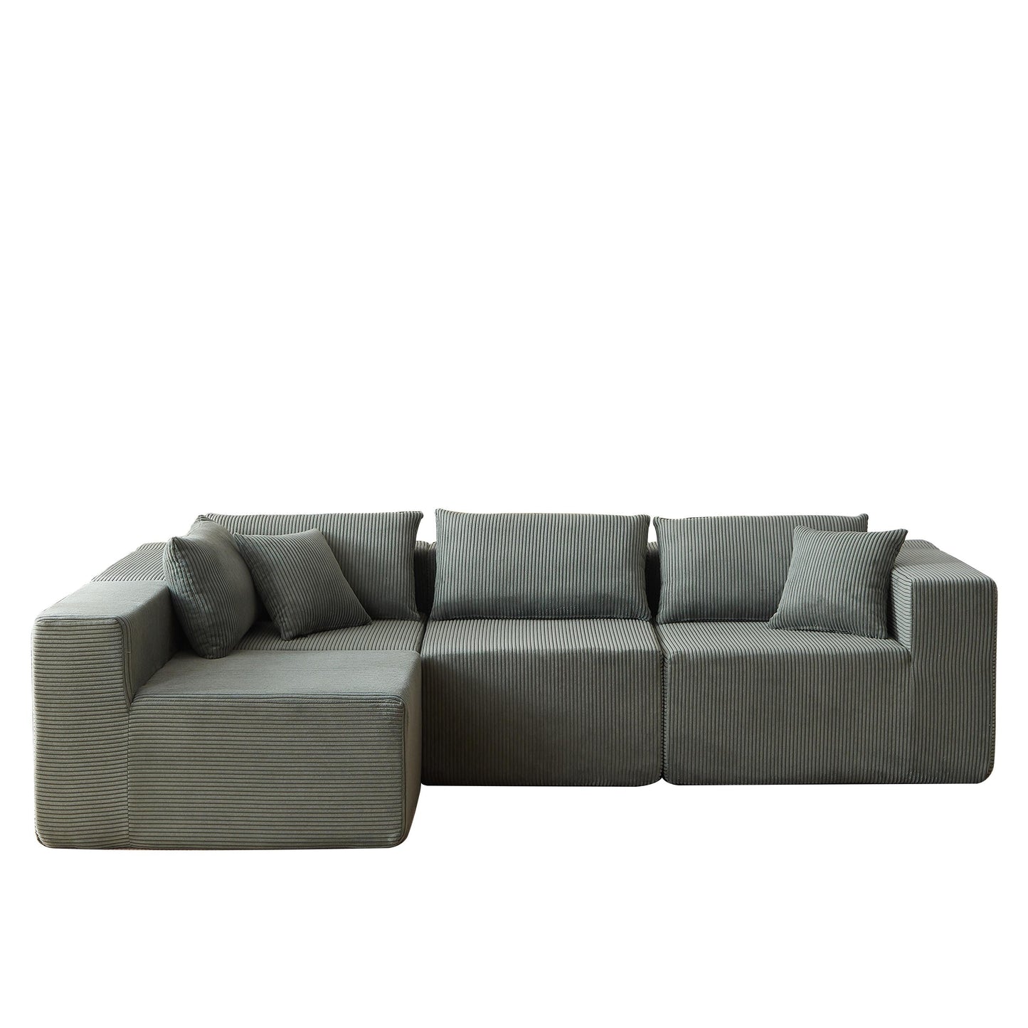 Canapé d'angle modulaire en cordouroy de 264 cm, ensemble de canapé de sol, canapé compressé rempli de mousse, combinaison gratuite de 4 pièces