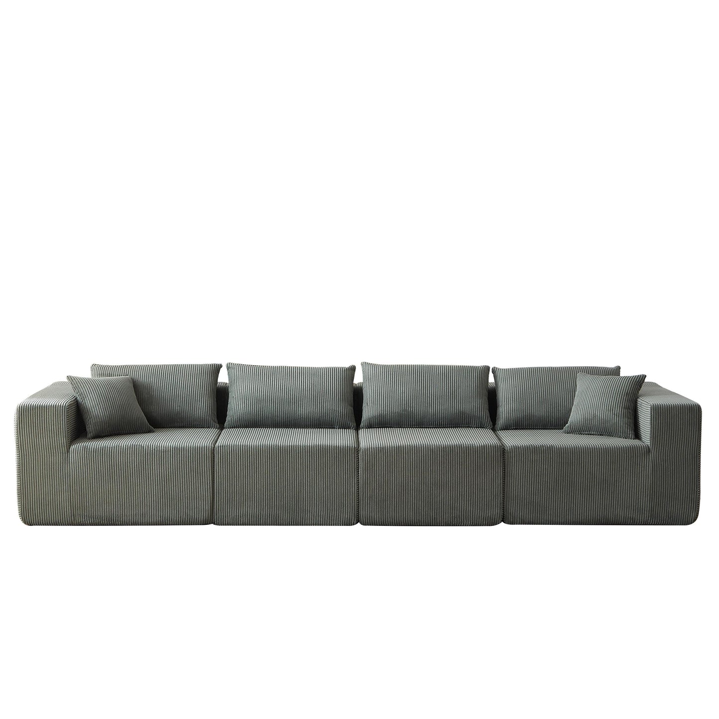 Canapé d'angle modulaire en cordouroy de 264 cm, ensemble de canapé de sol, canapé compressé rempli de mousse, combinaison gratuite de 4 pièces