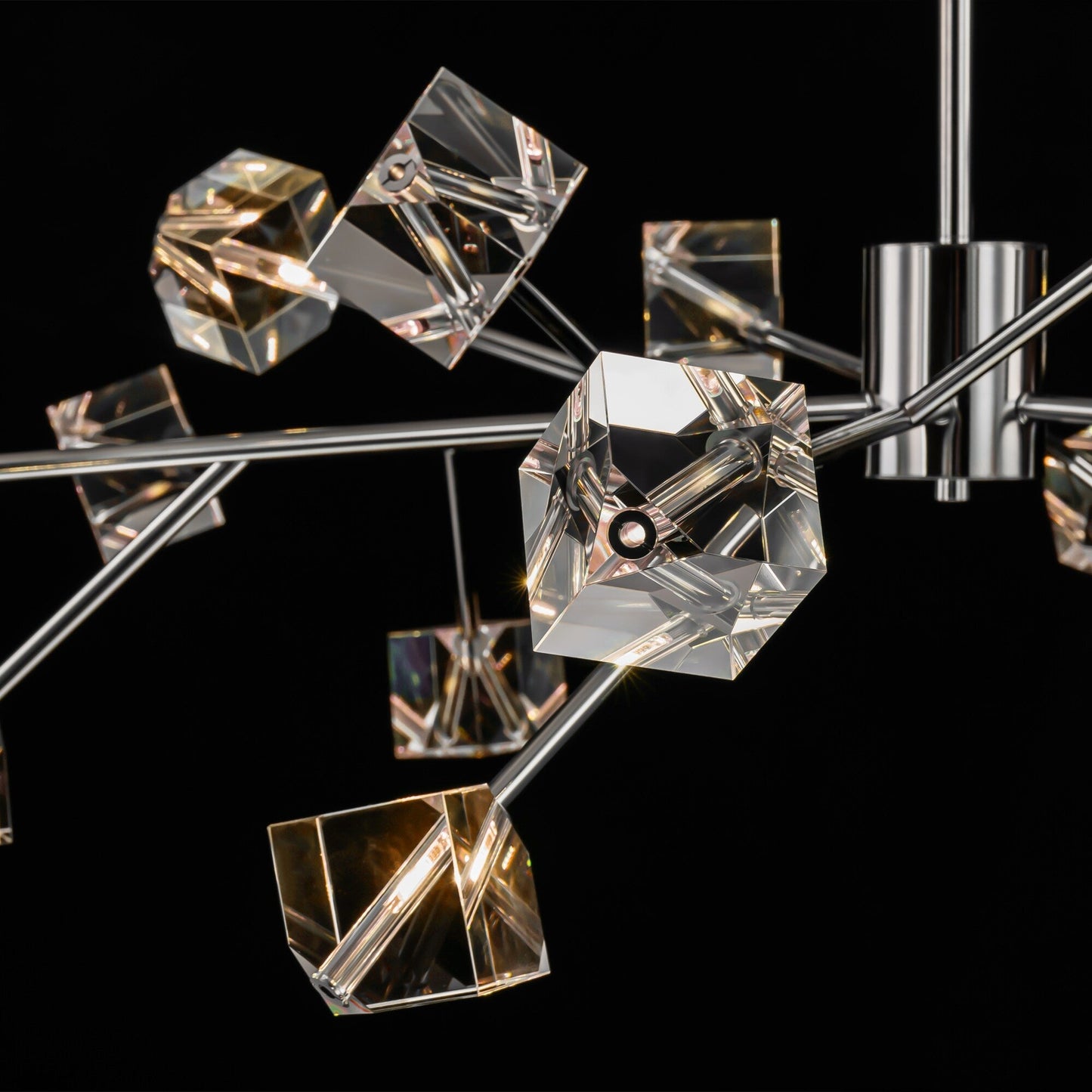 Luminaire linéaire à 18 lumières, style moderne et luxueux, en forme de sputnik, avec cristaux, pour salle à manger/salon.