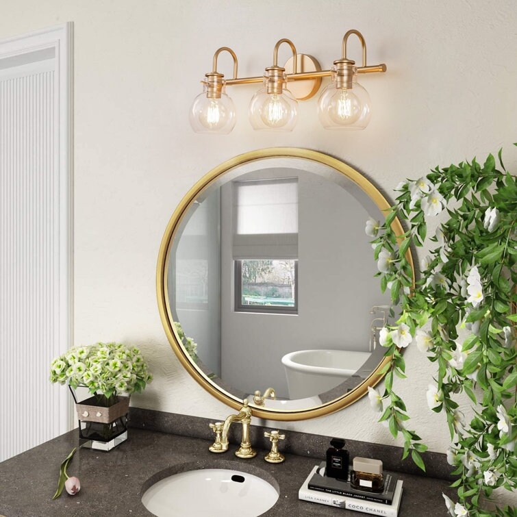 Applique murale pour salle de bain à 2/3 lumières avec abat-jour en verre