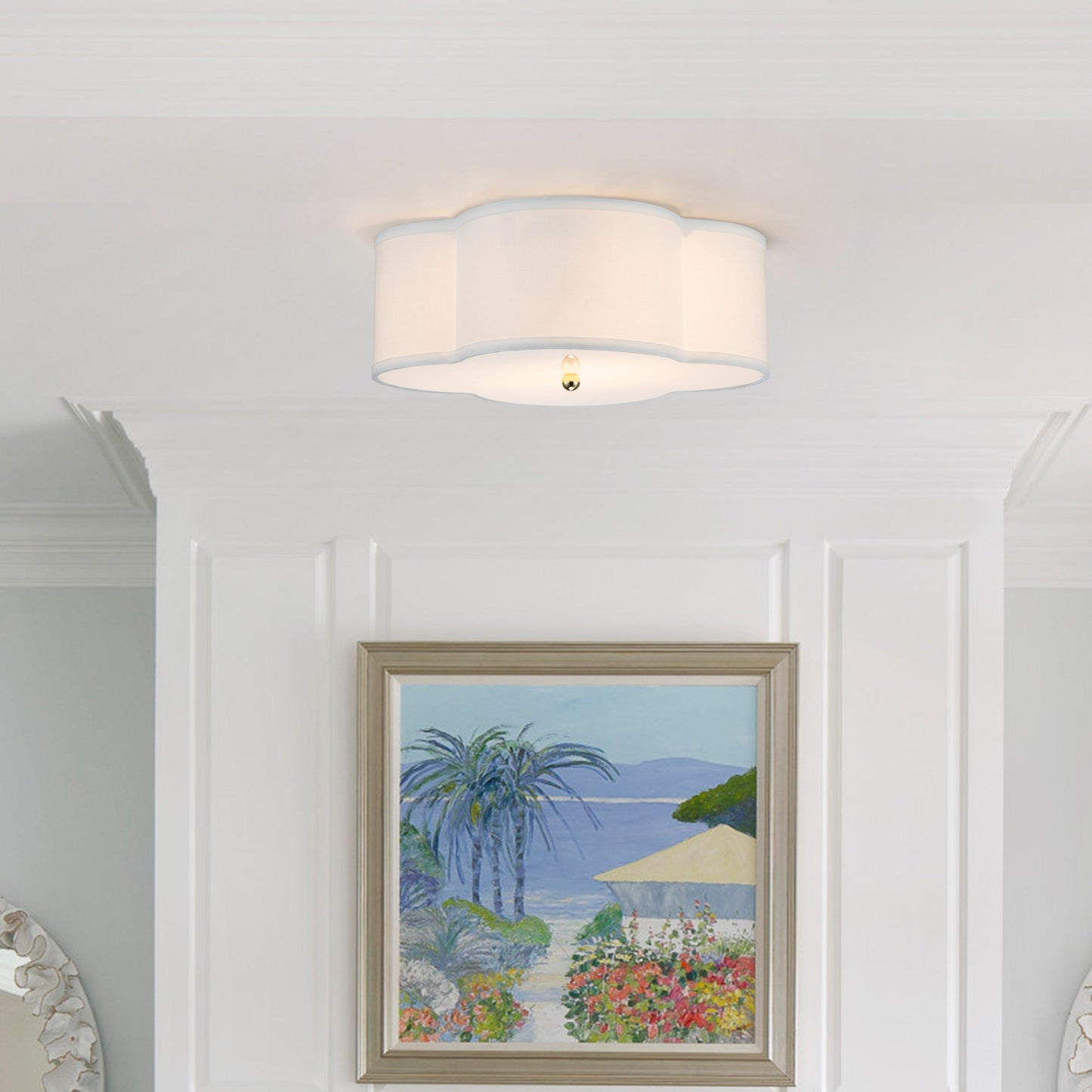 Applique murale encastrée à 2 lumières, blanc lin, avec diffuseur acrylique