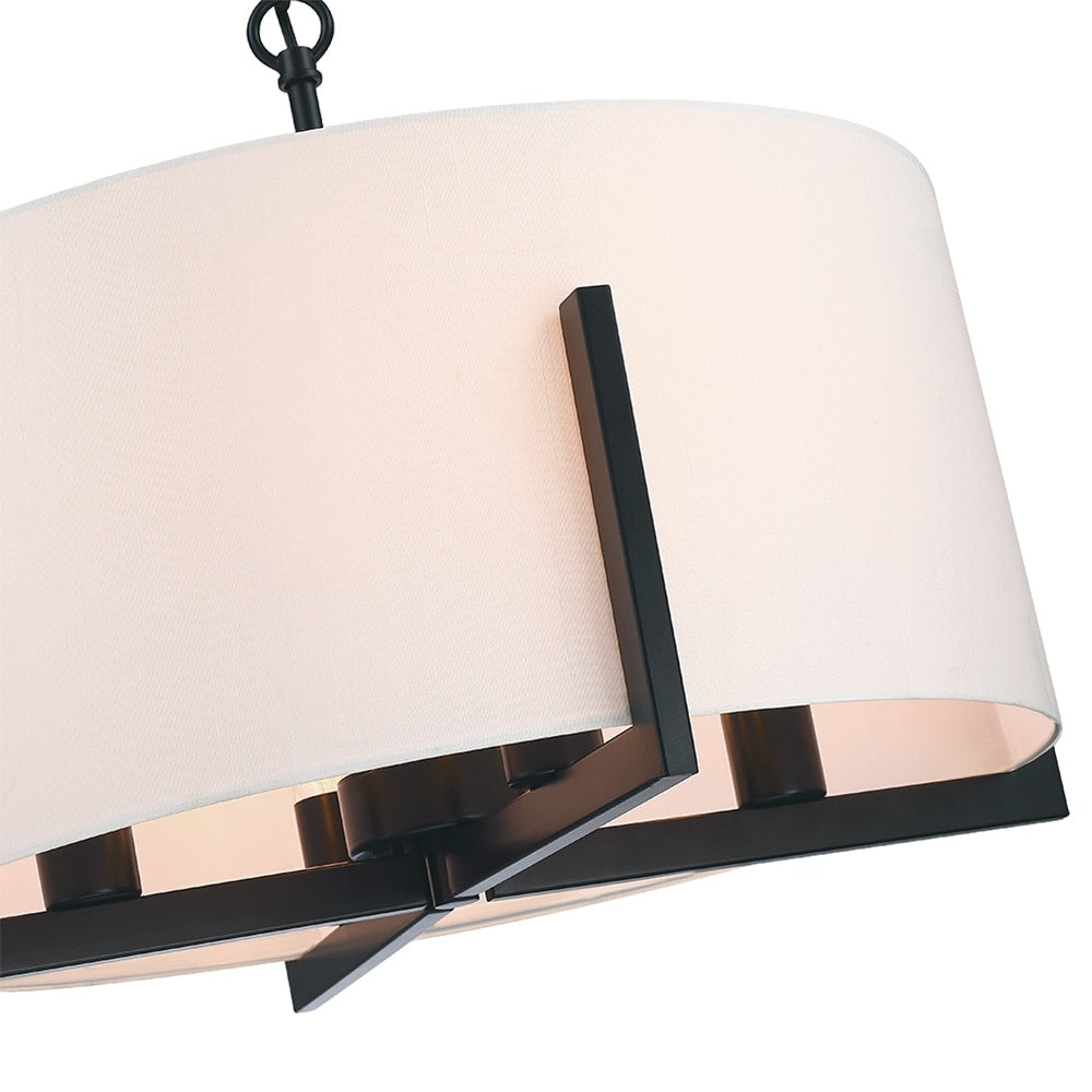 Suspension lumineuse à 4 lumières, 56 cm (22 po), noir mat, avec abat-jour blanc en forme de tambour - 22 W