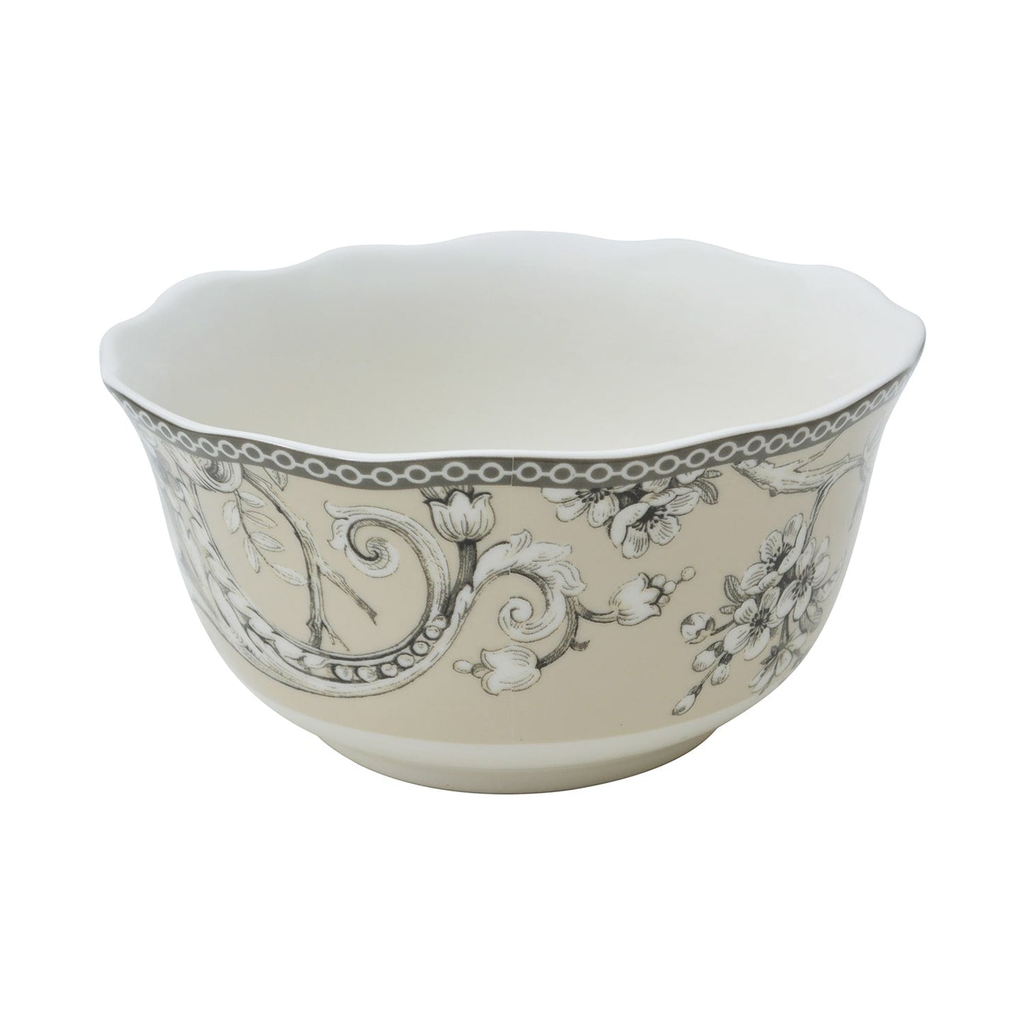 Service de table en porcelaine 222 Fifth Adelaide, 16 pièces, avec assiettes rondes, bols et tasses, blanc antique.