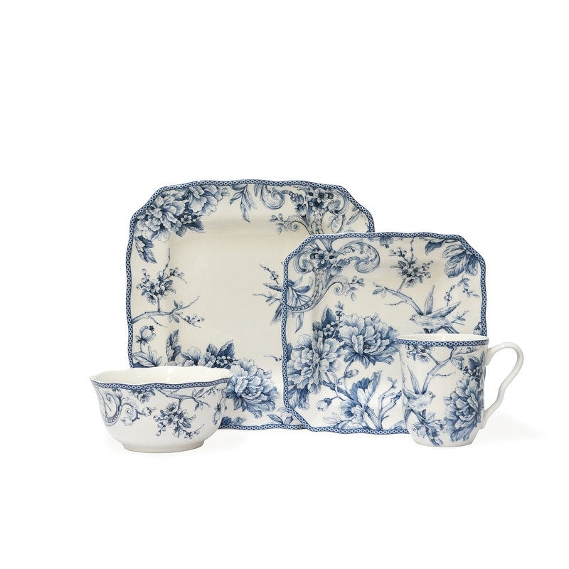 Service de table en porcelaine 222 Fifth Adelaide, 16 pièces, bleu