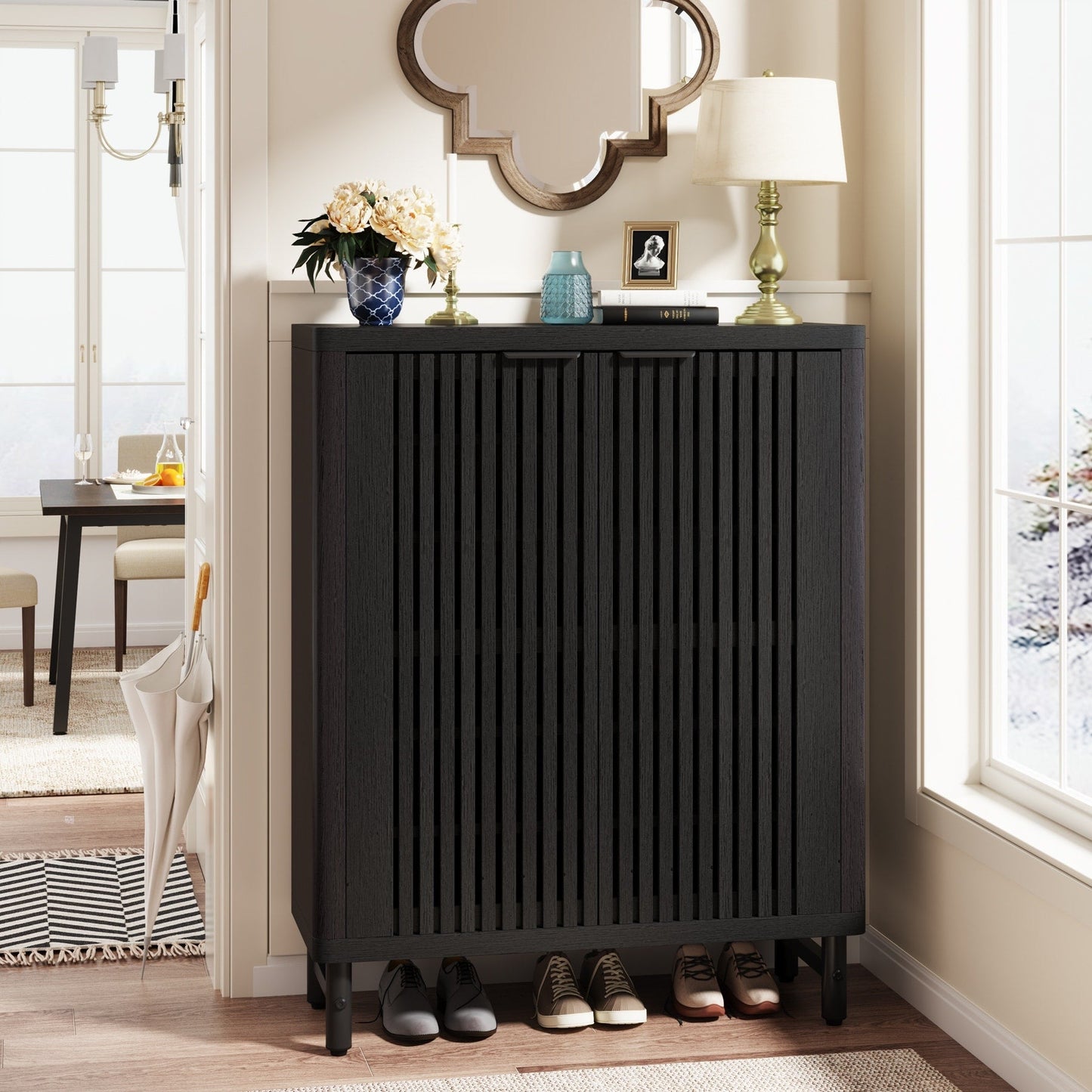 Meuble à chaussures avec porte pour entrée et salon, capacité de 24 paires