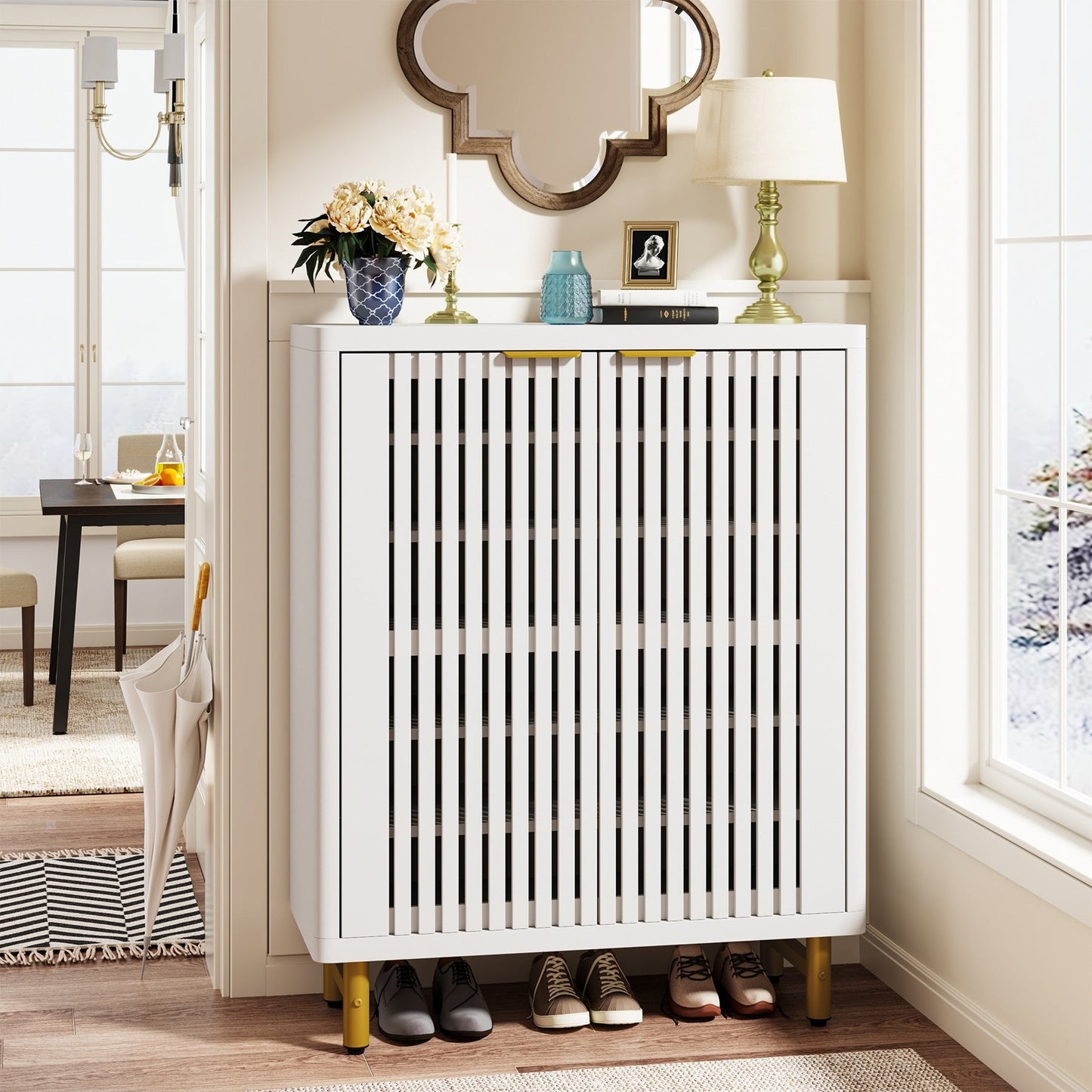 Meuble à chaussures avec porte pour entrée et salon, capacité de 24 paires