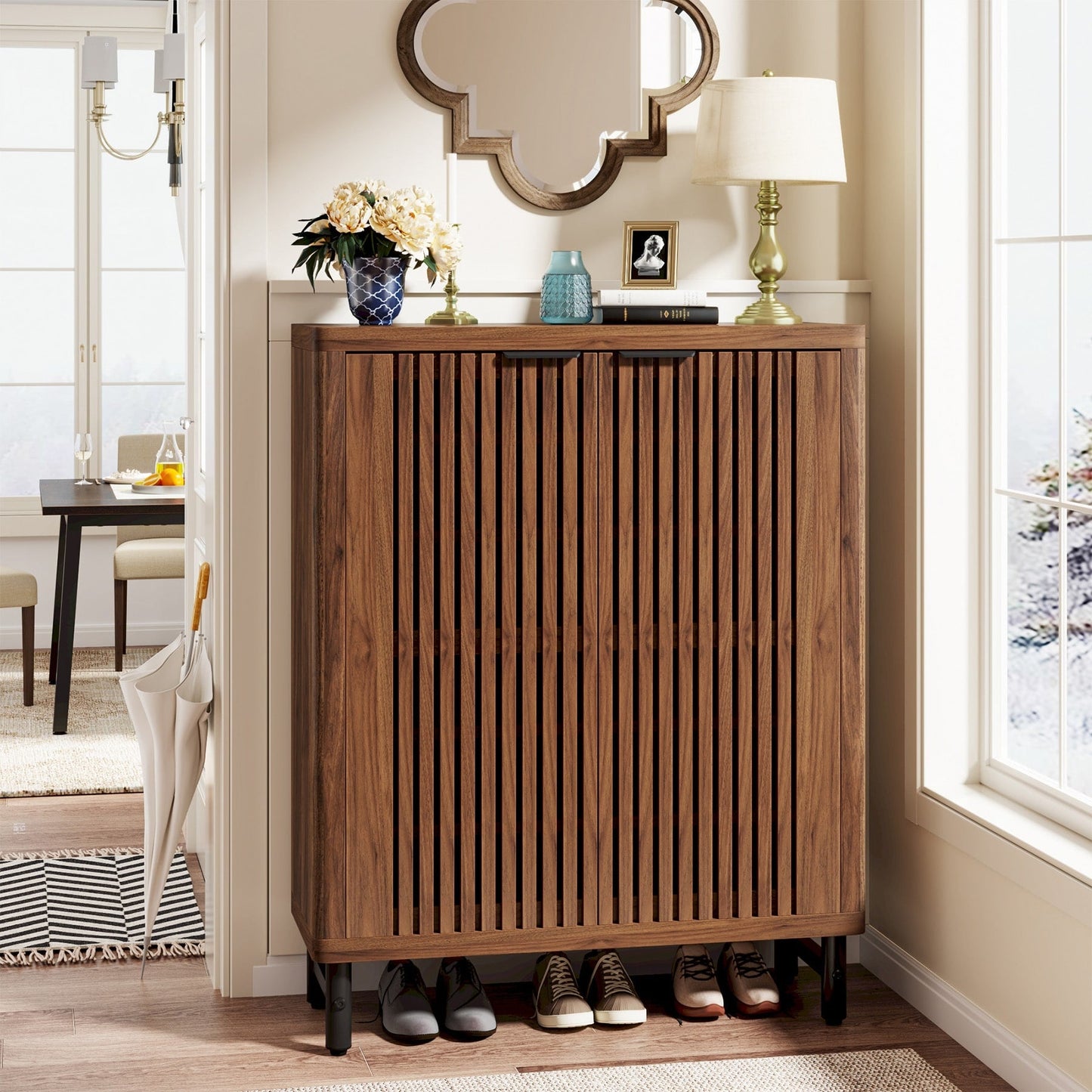 Meuble à chaussures avec porte pour entrée et salon, capacité de 24 paires