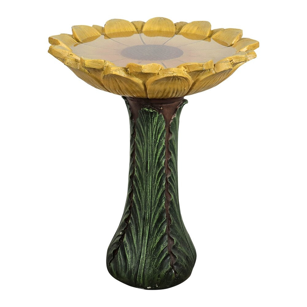 Bain d'oiseaux extérieur en forme de tournesol de 62 cm - Bain d'oiseaux en béton avec socle