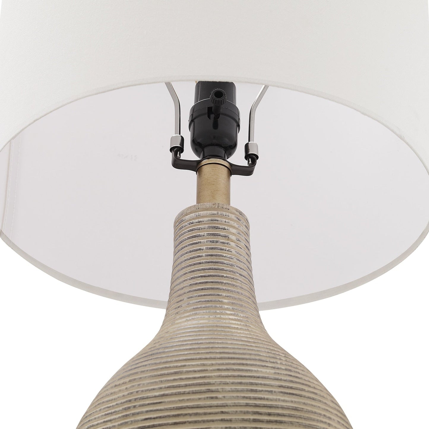 Lampe de table de style farmhouse 24,5 pouces, couleur beige lavé/doré, avec abat-jour en lin blanc (lot de 2) - 24,5 H