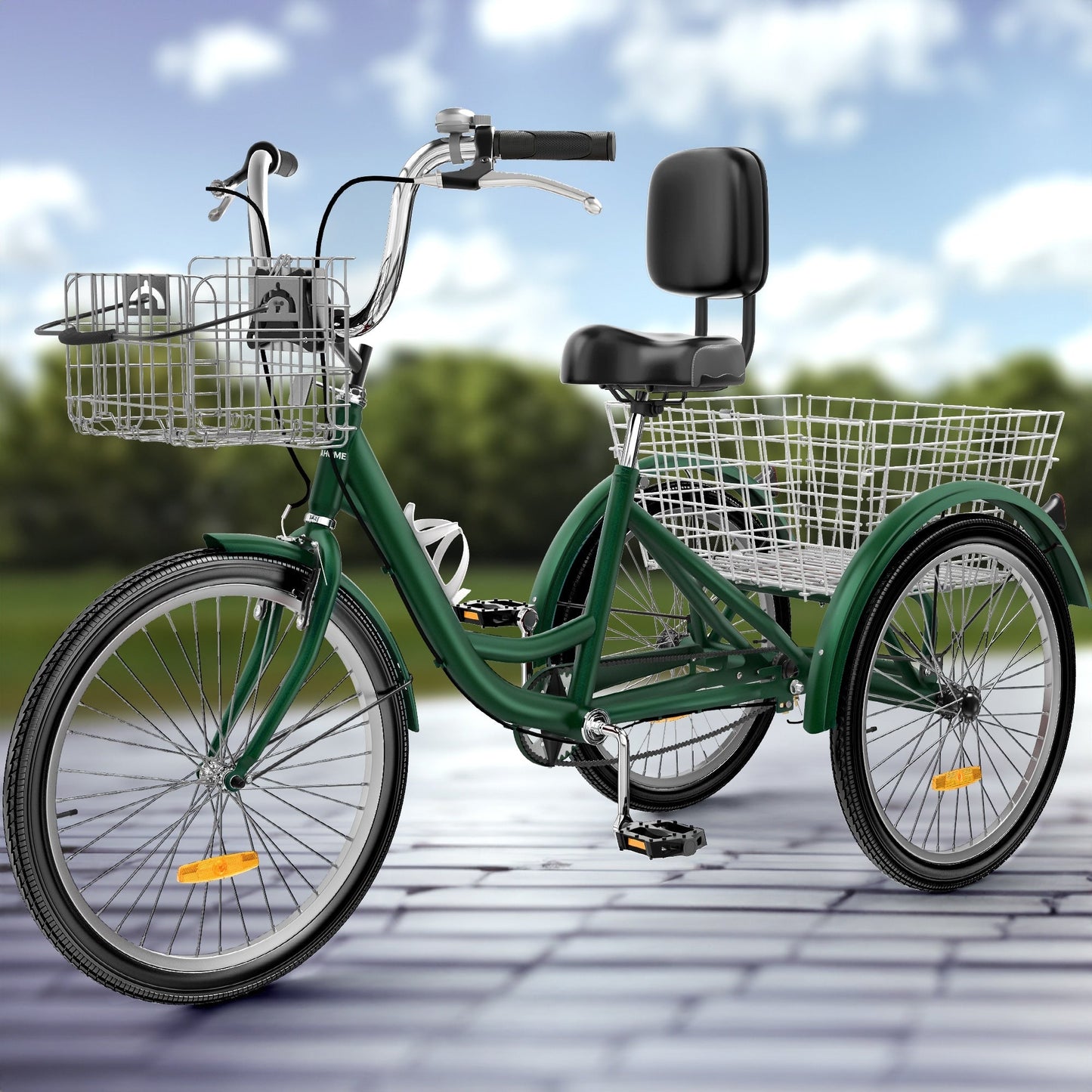 26 Tricycles bleus pour adultes, vélos à 3 roues avec paniers amovibles