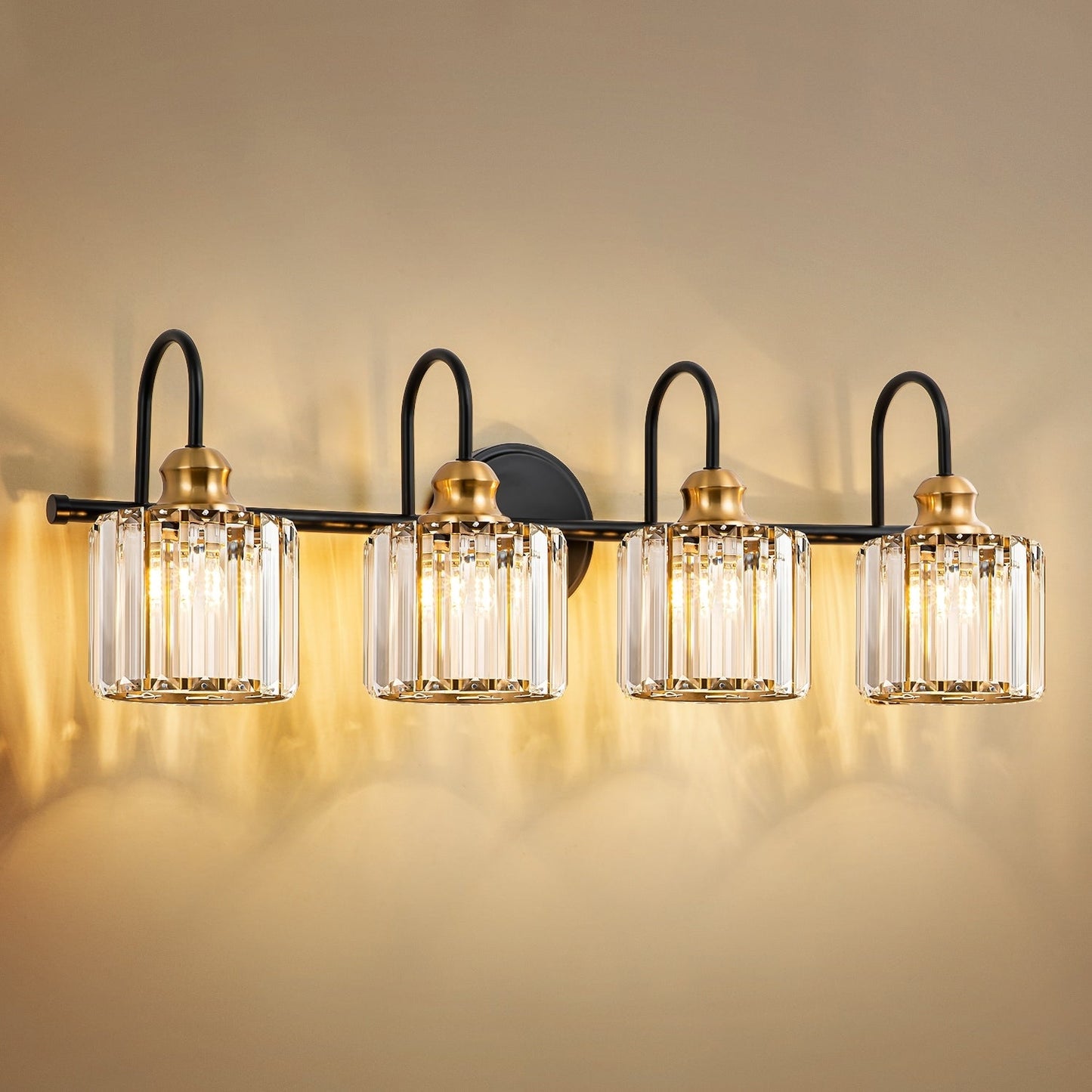 Éclairage de salle de bain moderne et élégant à 3/4 lumières, à intensité variable, avec cristaux, pour miroir.