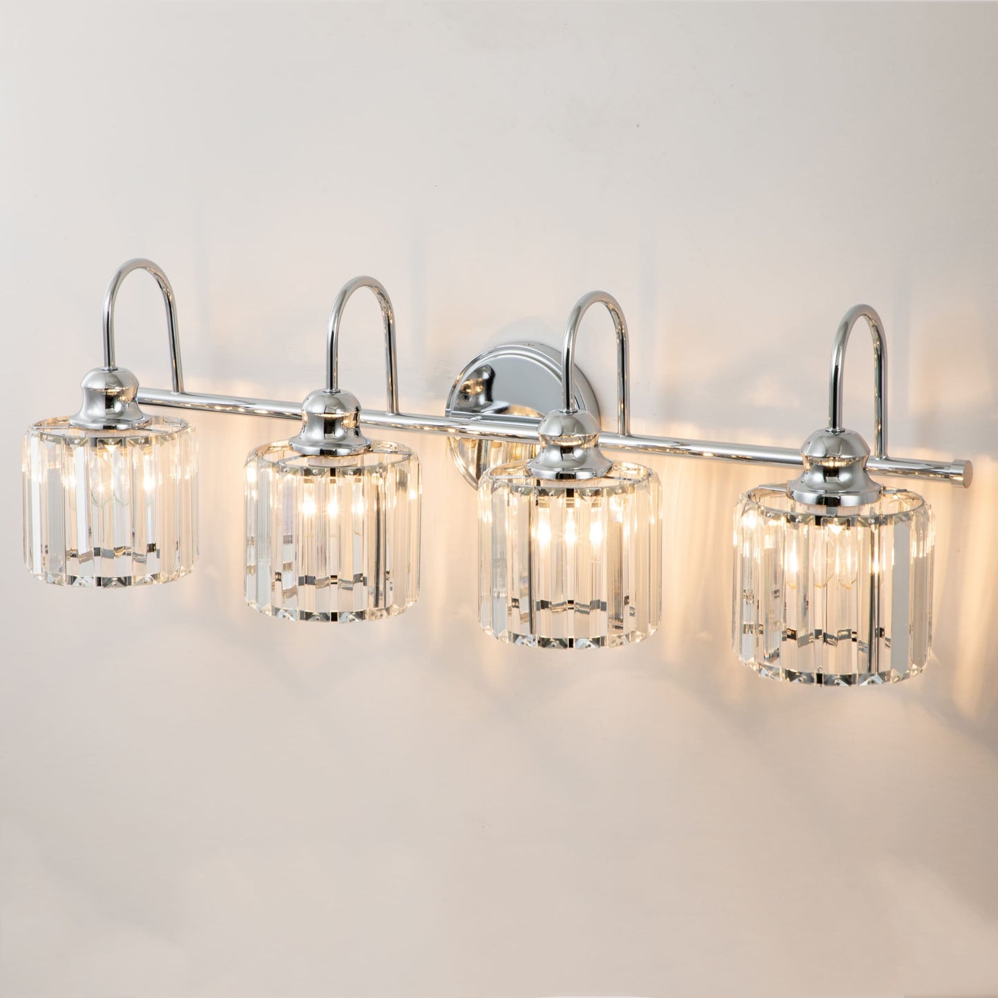 Éclairage de salle de bain moderne et élégant à 3/4 lumières, à intensité variable, avec cristaux, pour miroir.