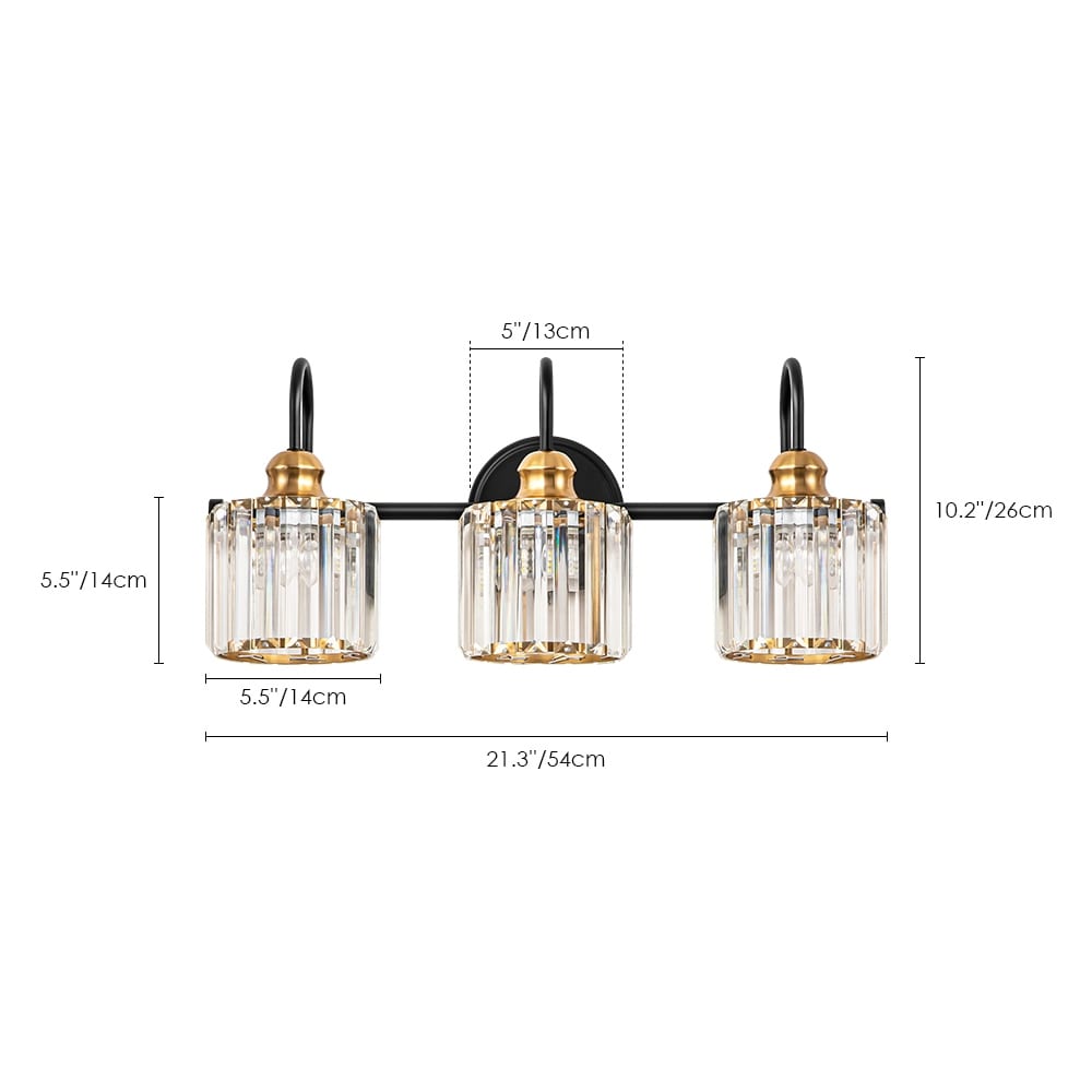 Éclairage de salle de bain moderne et élégant à 3/4 lumières, à intensité variable, avec cristaux, pour miroir.
