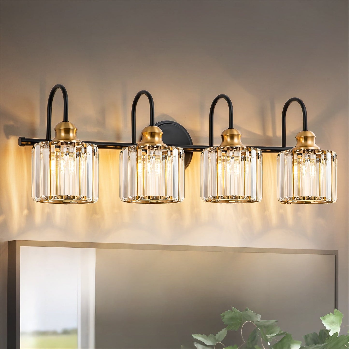 Éclairage de salle de bain moderne et élégant à 3/4 lumières, à intensité variable, avec cristaux, pour miroir.