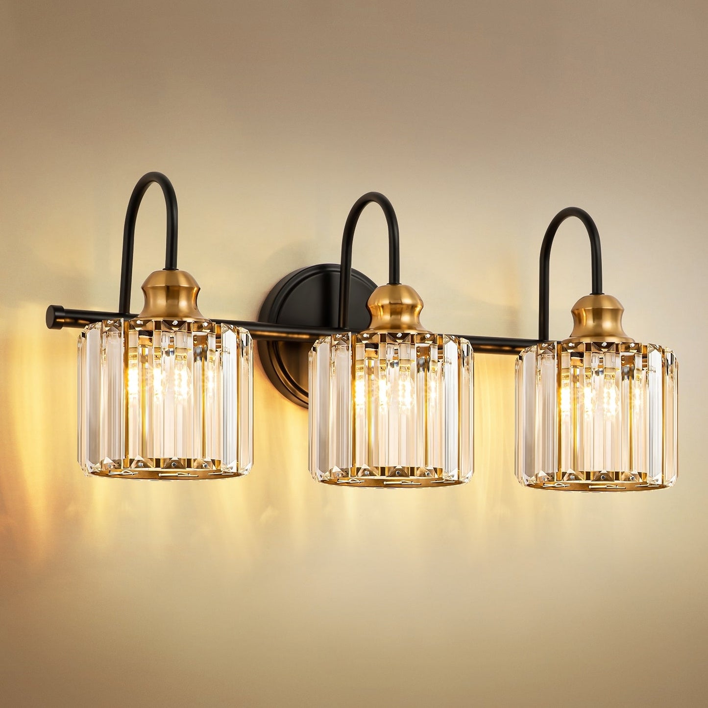 Éclairage de salle de bain moderne et élégant à 3/4 lumières, à intensité variable, avec cristaux, pour miroir.