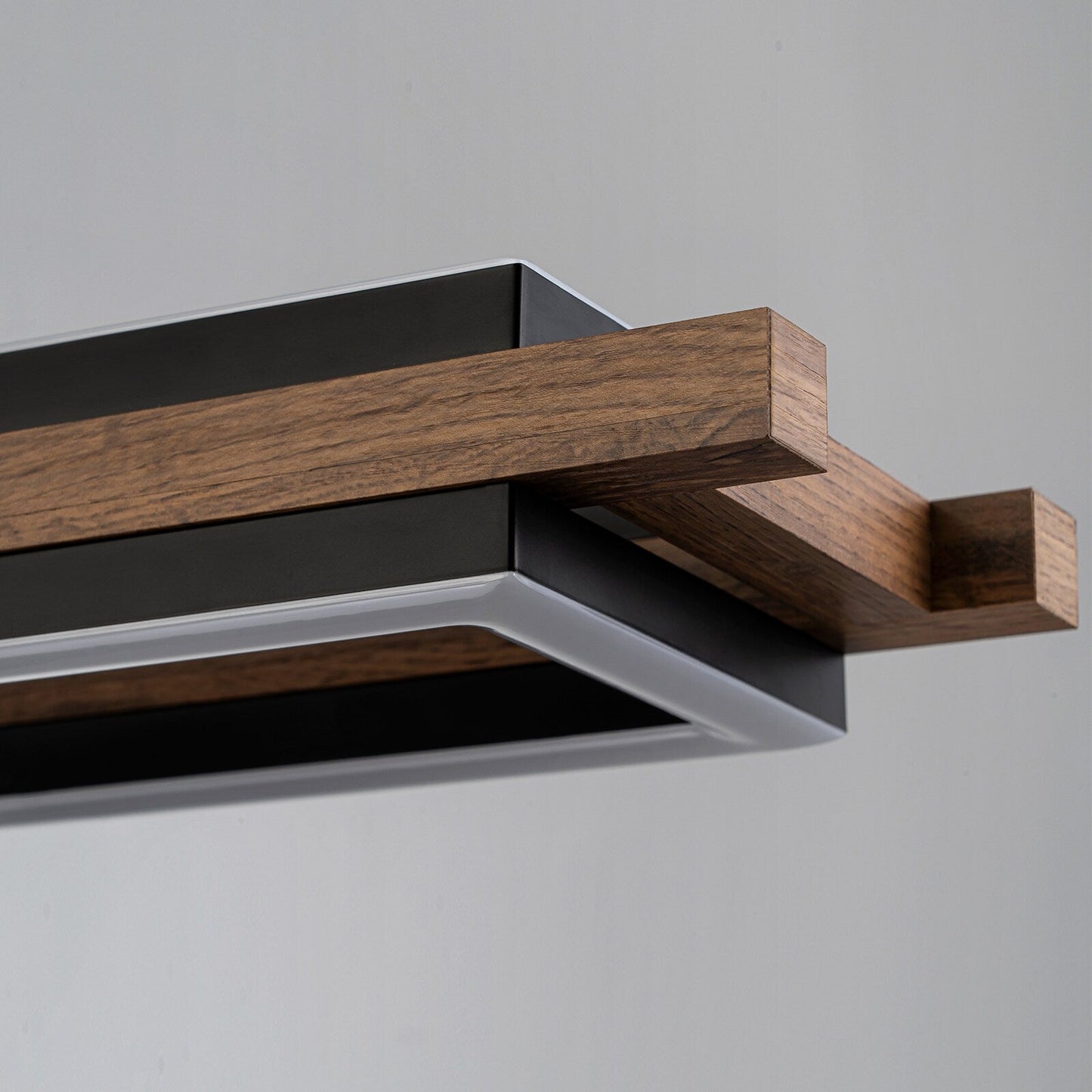 Suspension à LED intégrée en bois, linéaire, à 3 ou 5 lumières, pour îlot de cuisine.