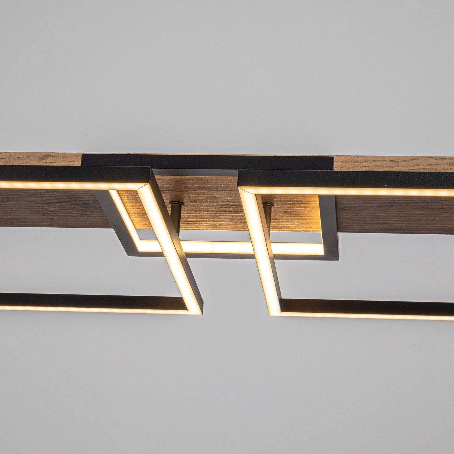 Suspension à LED intégrée en bois, linéaire, à 3 ou 5 lumières, pour îlot de cuisine.