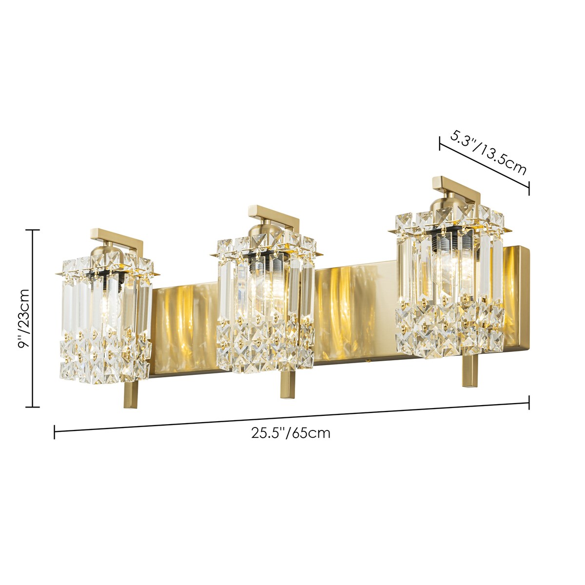 Applique murale moderne et glamour pour salle de bain, 3 lumières, cristal, pour miroir
