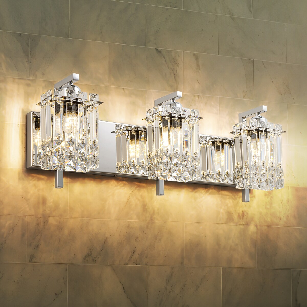 Applique murale moderne et glamour pour salle de bain, 3 lumières, cristal, pour miroir