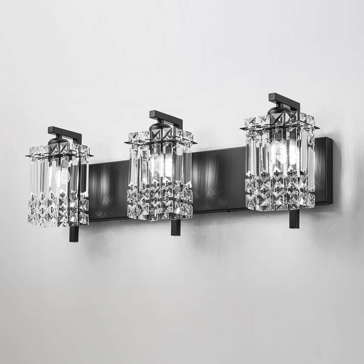 Applique murale moderne et glamour pour salle de bain, 3 lumières, cristal, pour miroir