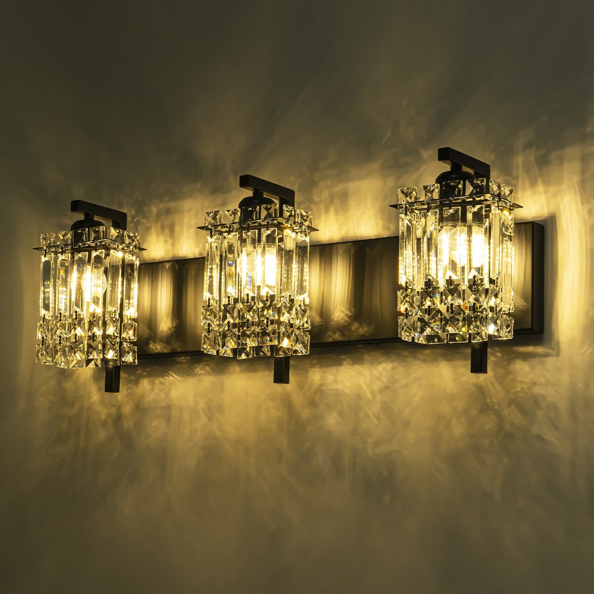Applique murale moderne et glamour pour salle de bain, 3 lumières, cristal, pour miroir