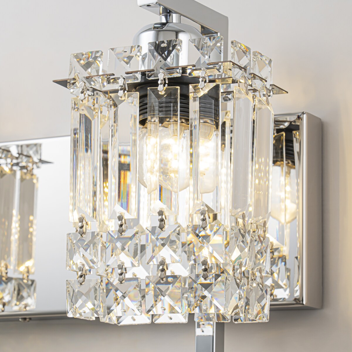 Applique murale moderne et glamour pour salle de bain, 3 lumières, cristal, pour miroir