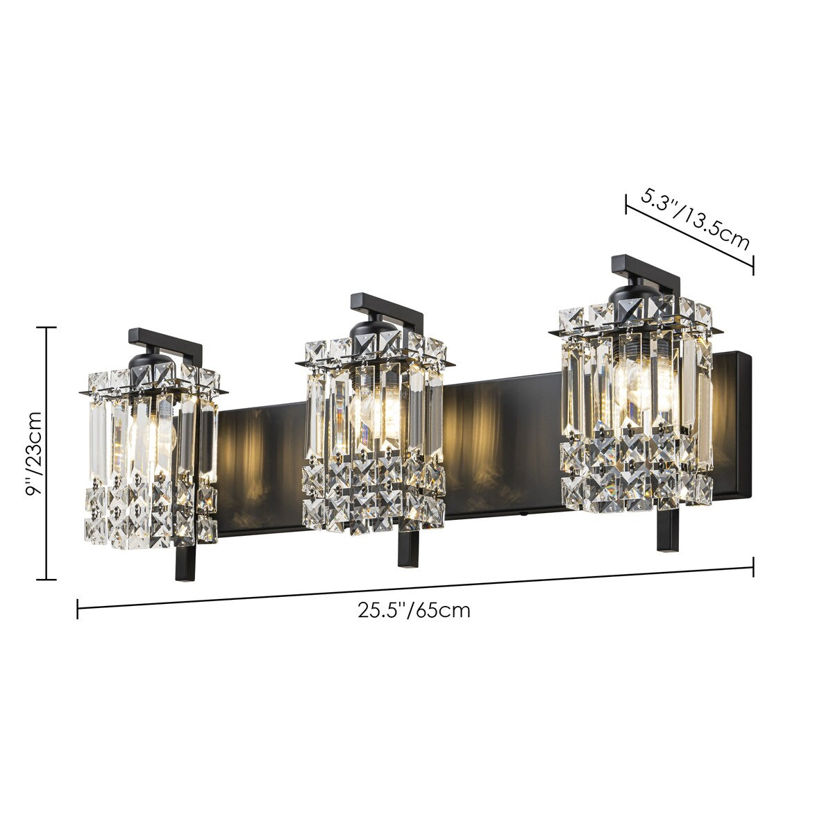 Applique murale moderne et glamour pour salle de bain, 3 lumières, cristal, pour miroir