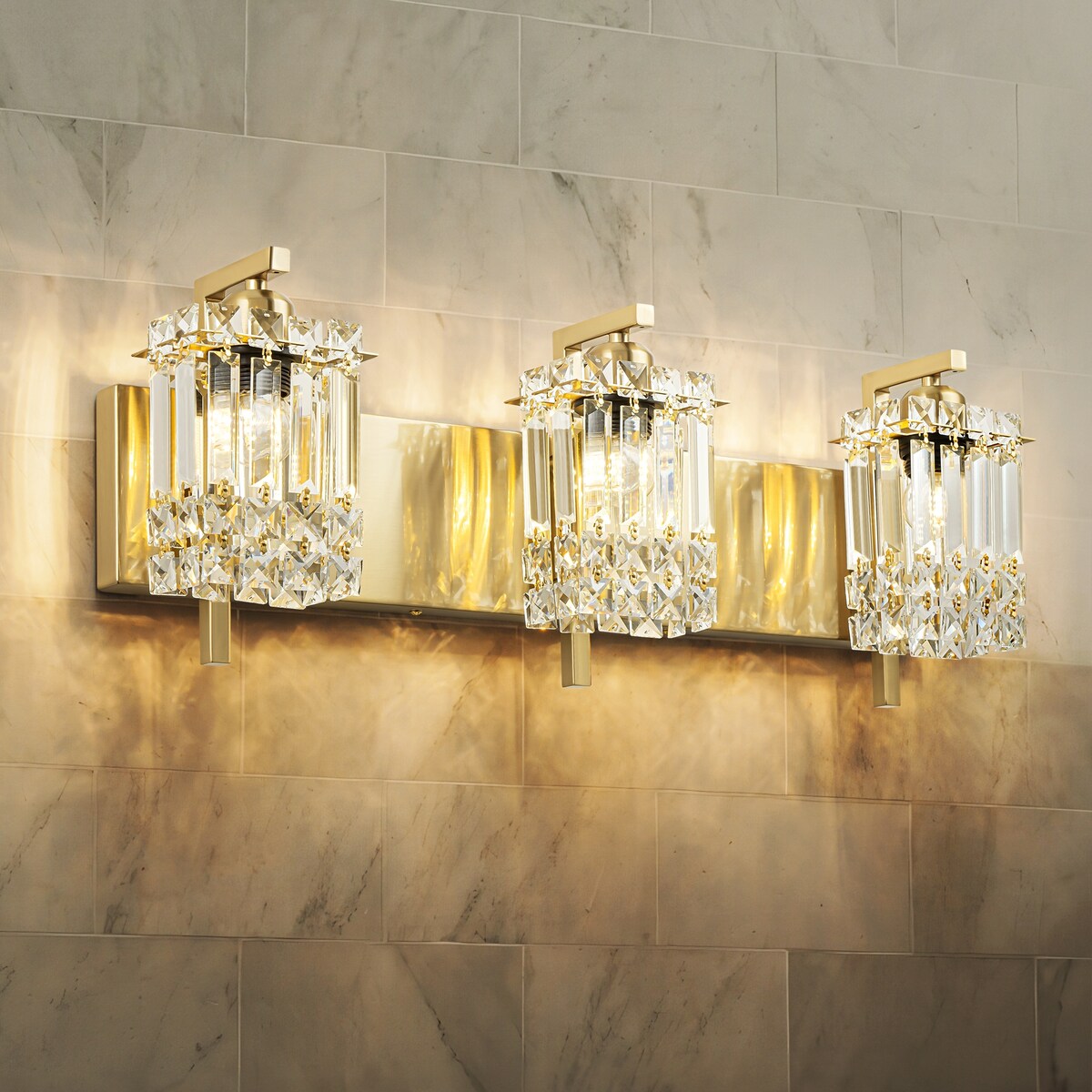 Applique murale moderne et glamour pour salle de bain, 3 lumières, cristal, pour miroir