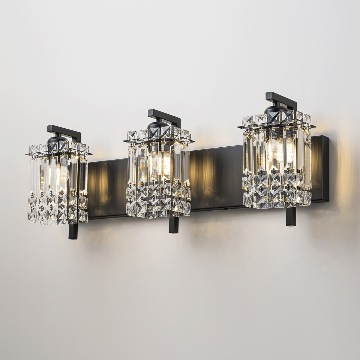 Applique murale moderne et glamour pour salle de bain, 3 lumières, cristal, pour miroir