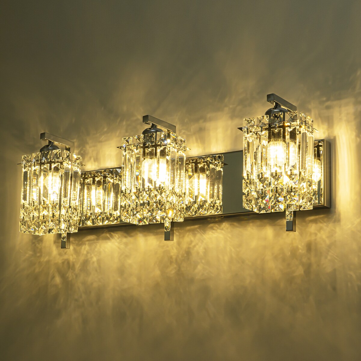 Applique murale moderne et glamour pour salle de bain, 3 lumières, cristal, pour miroir