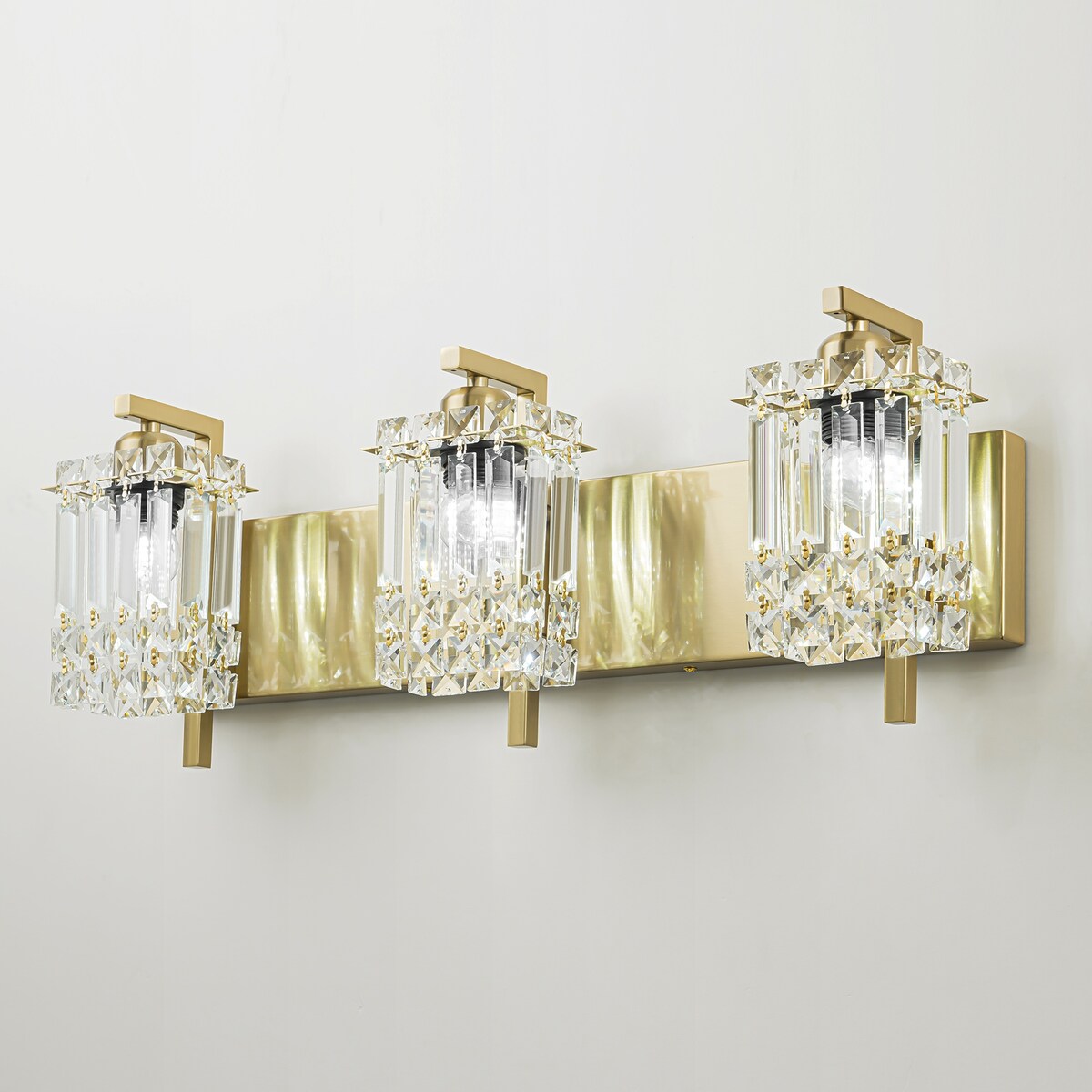 Applique murale moderne et glamour pour salle de bain, 3 lumières, cristal, pour miroir