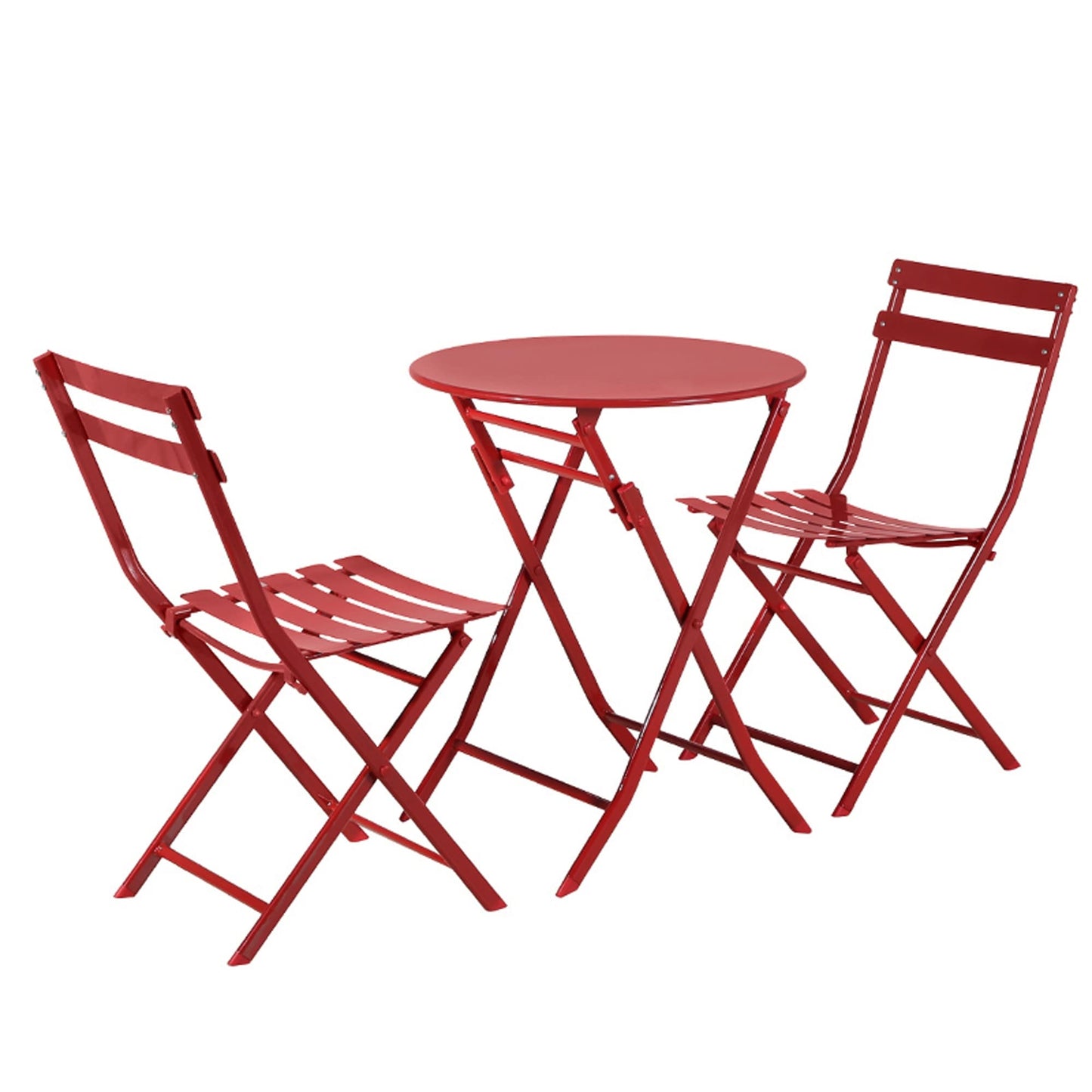 Ensemble de bistro minimaliste pour terrasse, 3 pièces, comprenant une table ronde et des chaises pliantes - Ensemble-de-bistro-pour-terrasse-3-pieces