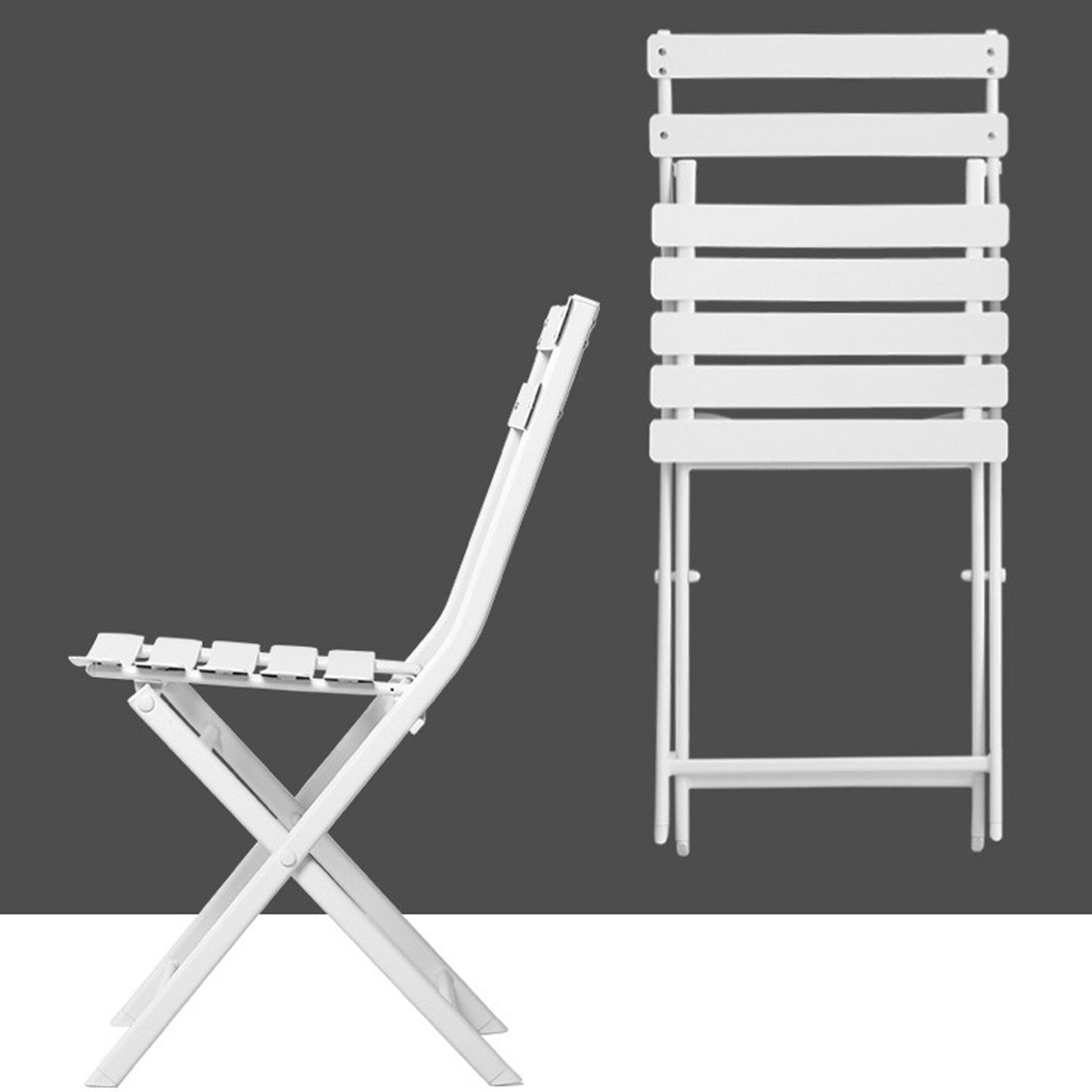Ensemble de bistro minimaliste pour terrasse, 3 pièces, comprenant une table ronde et des chaises pliantes - Ensemble-de-bistro-pour-terrasse-3-pieces