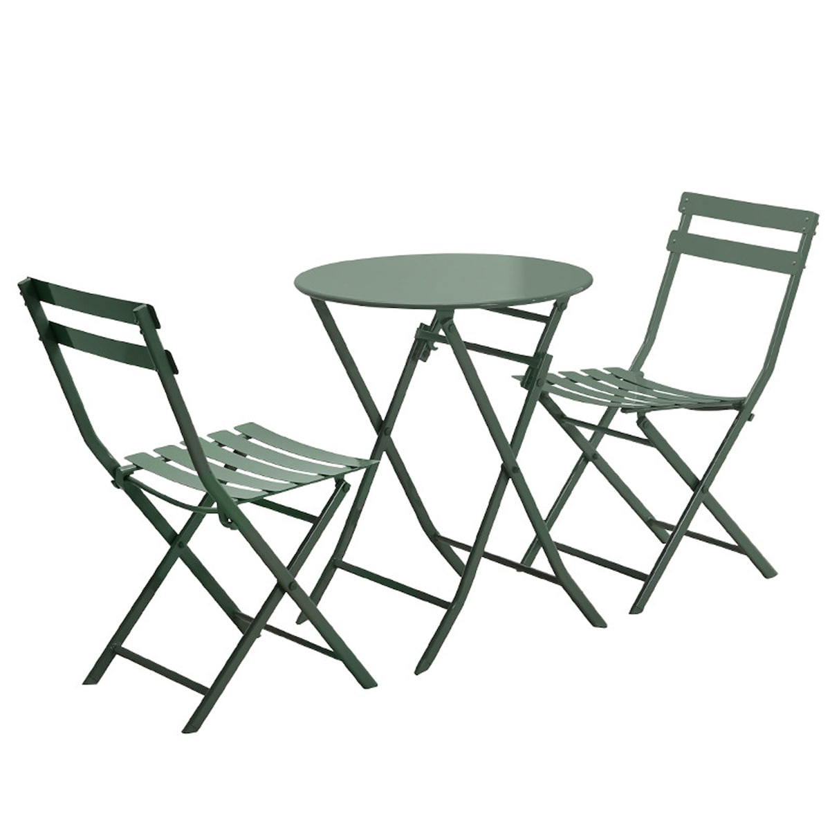 Ensemble de bistro de terrasse 3 pièces comprenant une table ronde et des chaises pliantes
