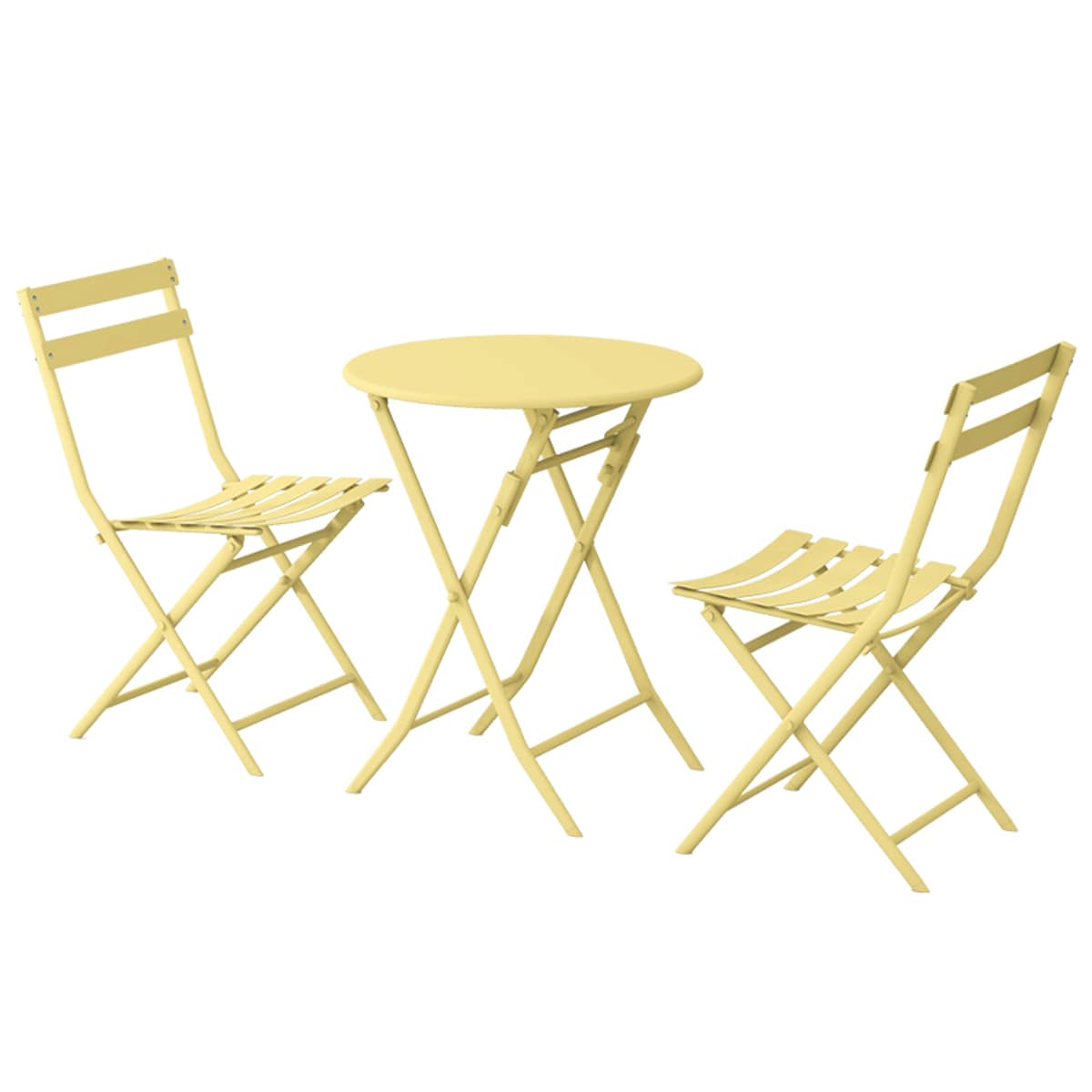 Ensemble de bistro de terrasse 3 pièces comprenant une table ronde et des chaises pliantes