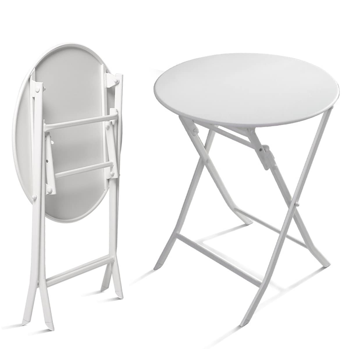 Ensemble de bistro de terrasse 3 pièces comprenant une table ronde et des chaises pliantes