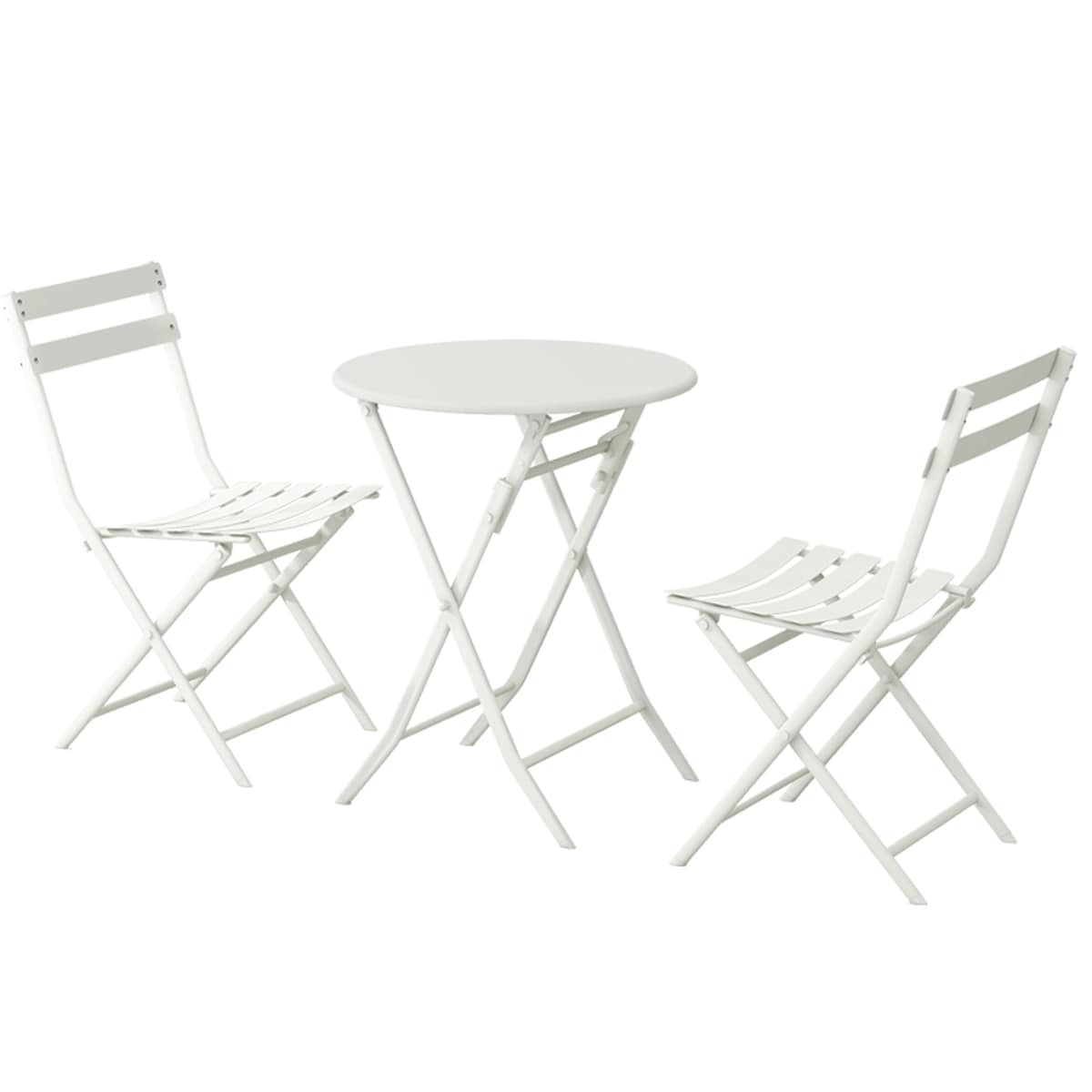 Ensemble de bistro de terrasse 3 pièces comprenant une table ronde et des chaises pliantes