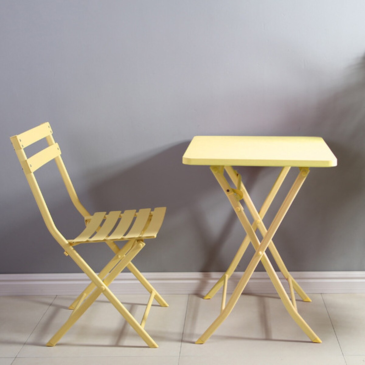 Ensemble de bistro minimaliste pour patio, 3 pièces, table carrée et chaises pliantes - 3 pièces