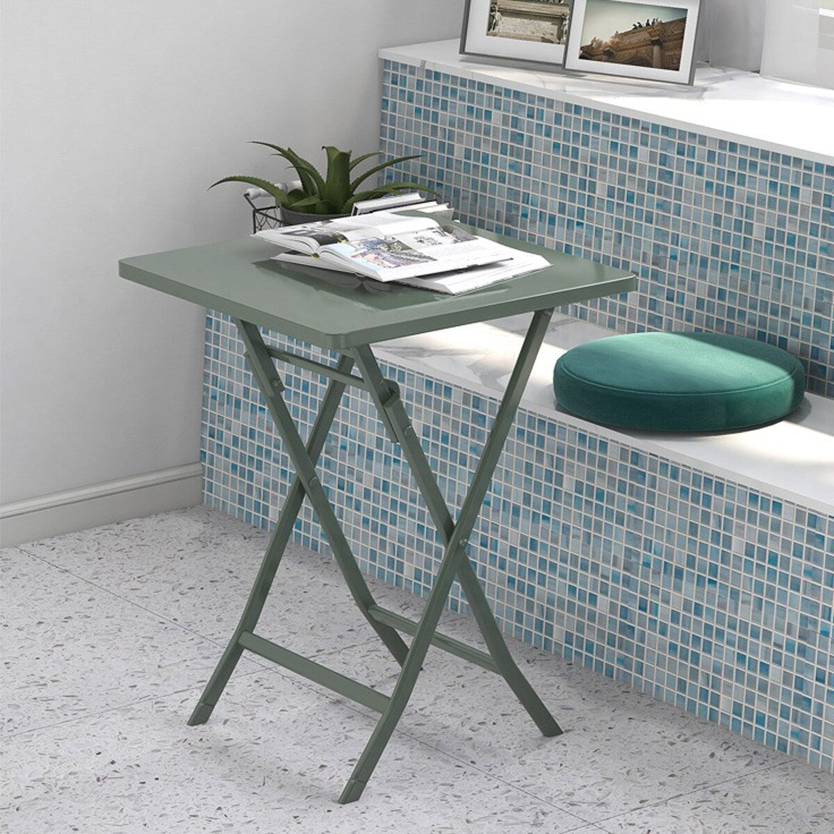 Ensemble de bistro minimaliste pour patio, 3 pièces, table carrée et chaises pliantes - 3 pièces