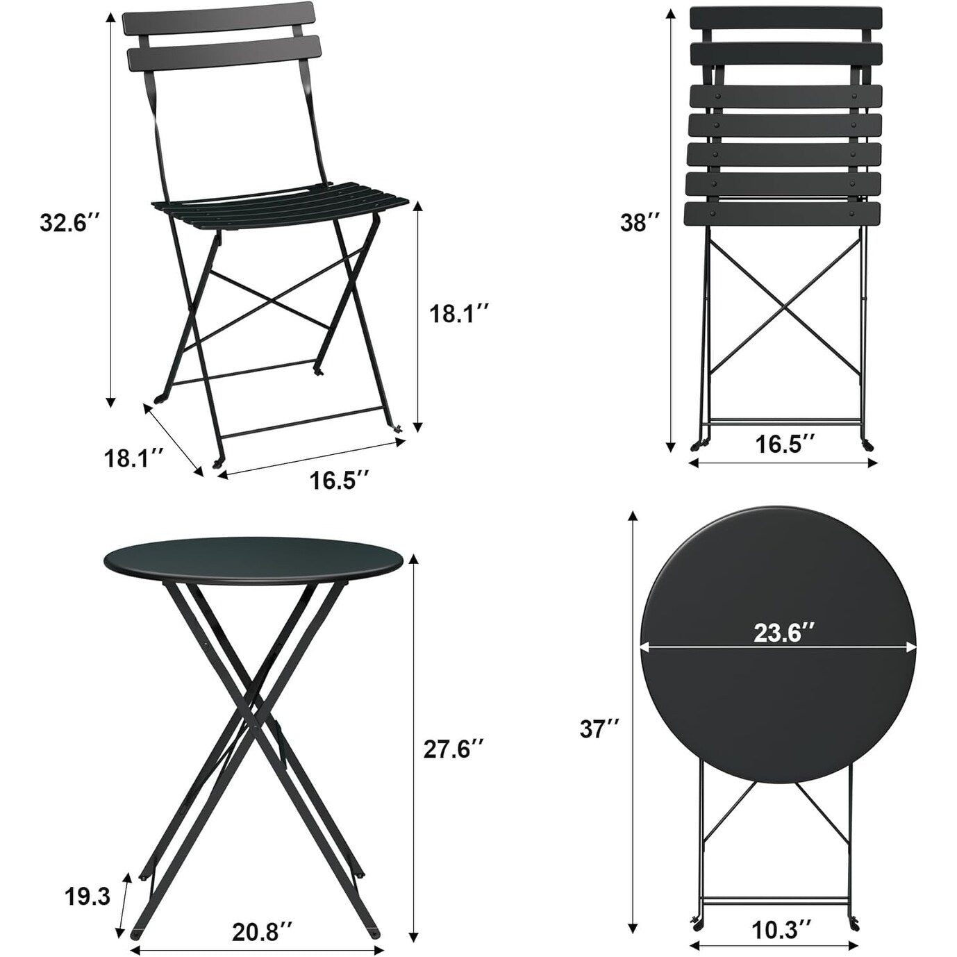 Ensembles de bistro pour terrasse en 3 pièces