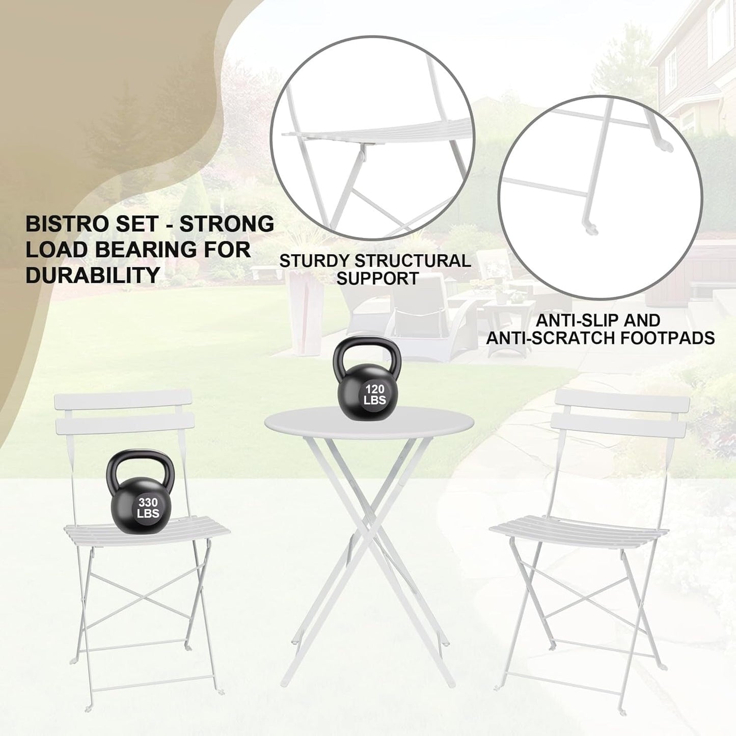 Ensembles de bistro pour terrasse en 3 pièces
