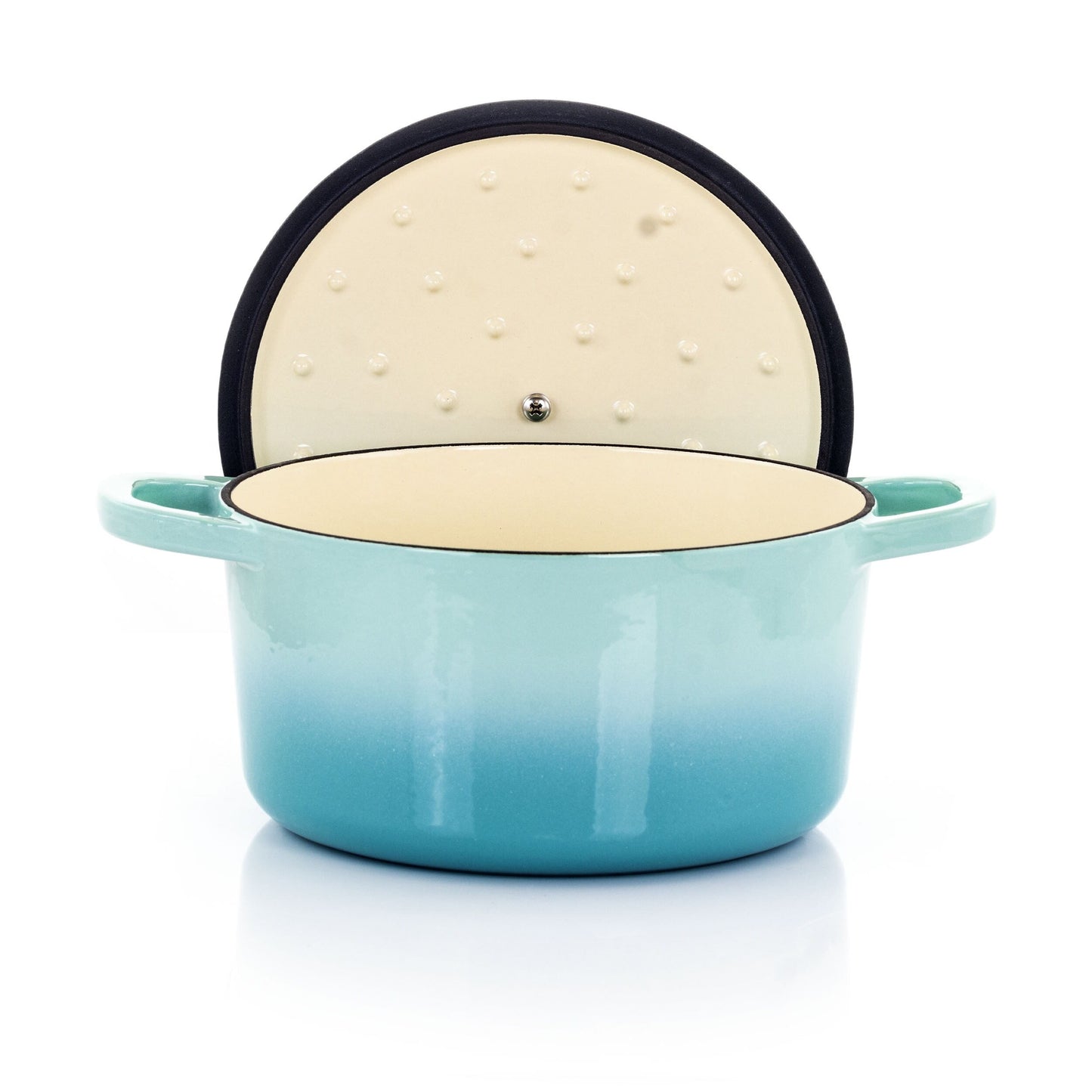Casserole en fonte émaillée de 3 quarts de litre, couleur bleu arctique.