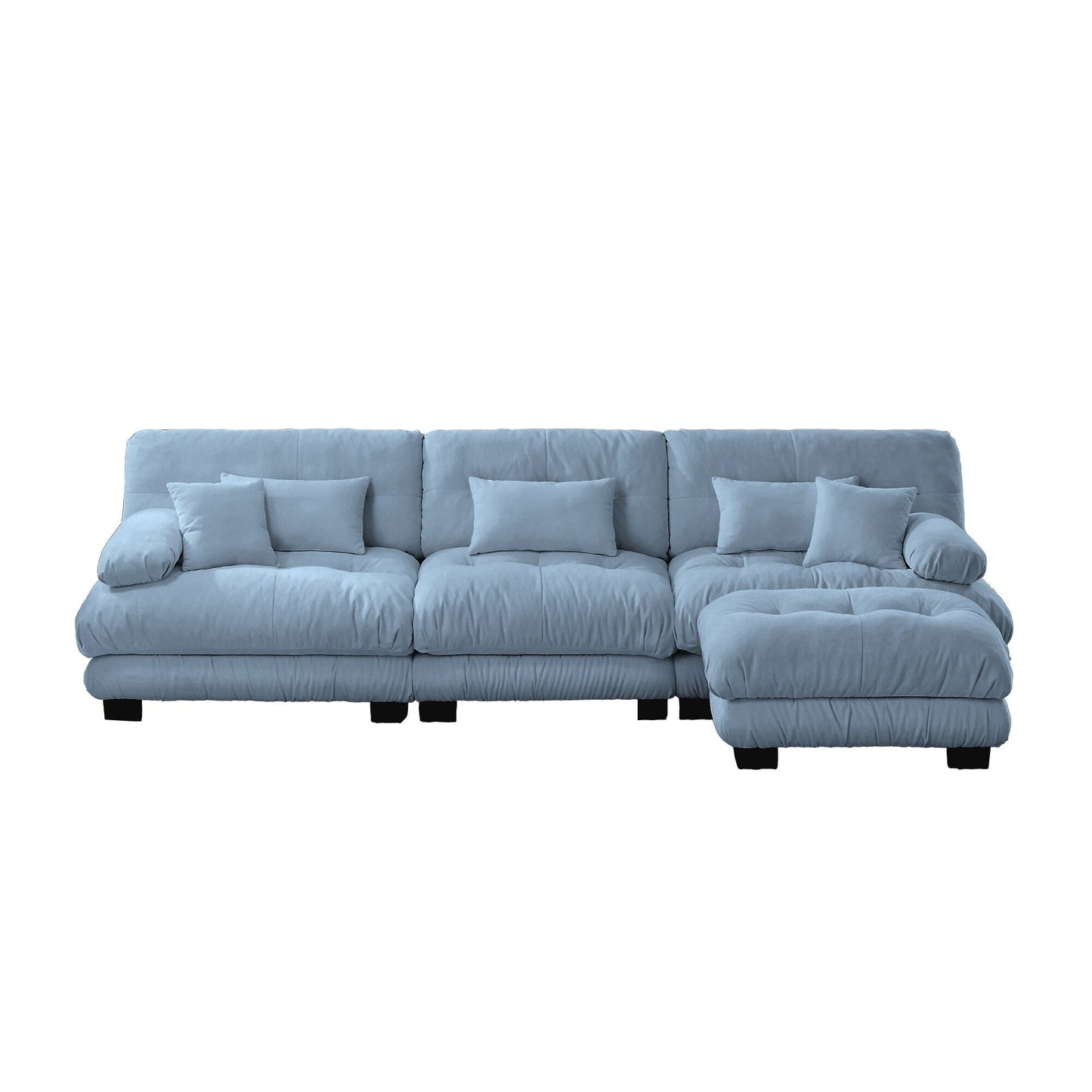 Canapé d'angle modulaire 3 places, canapé profond en forme de L, canapé nuage avec pouf convertible pour salon.