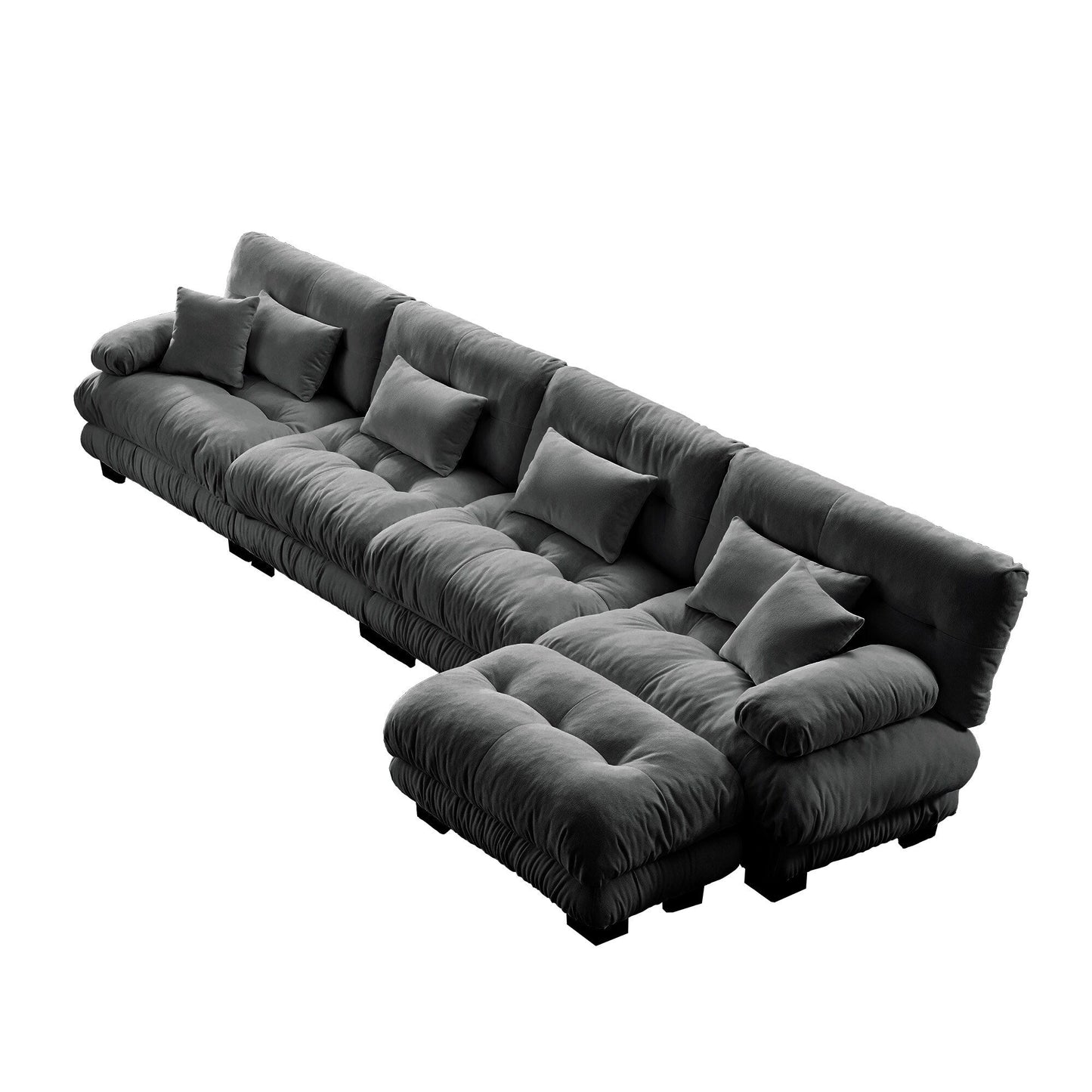 Canapé d'angle modulaire 3 places, canapé profond en forme de L, canapé nuage avec pouf convertible pour salon.