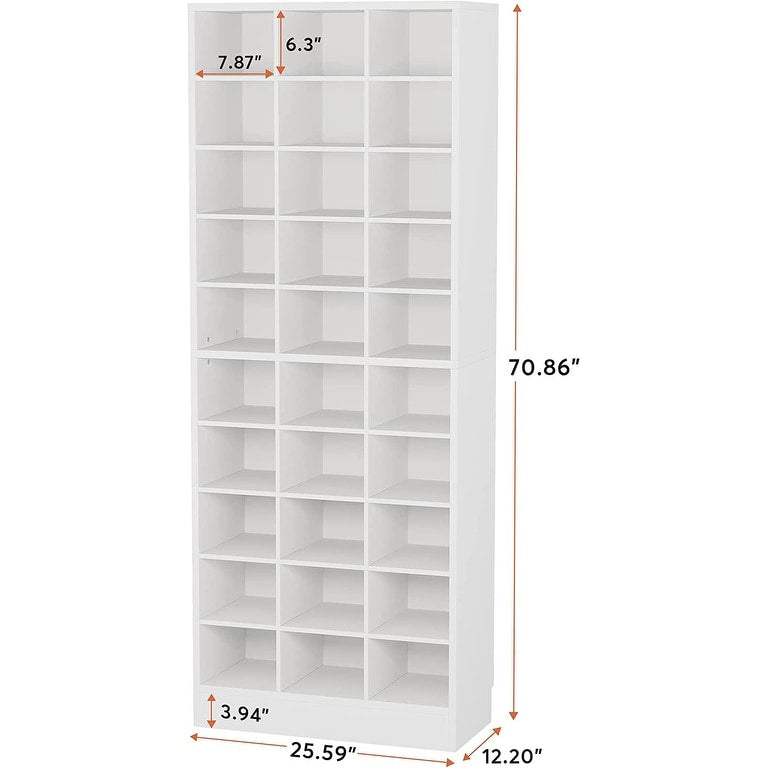 Meuble à chaussures haut pour 30 paires, étagère à chaussures en bois blanc à 10 niveaux pour placard, entrée - 10 niveaux