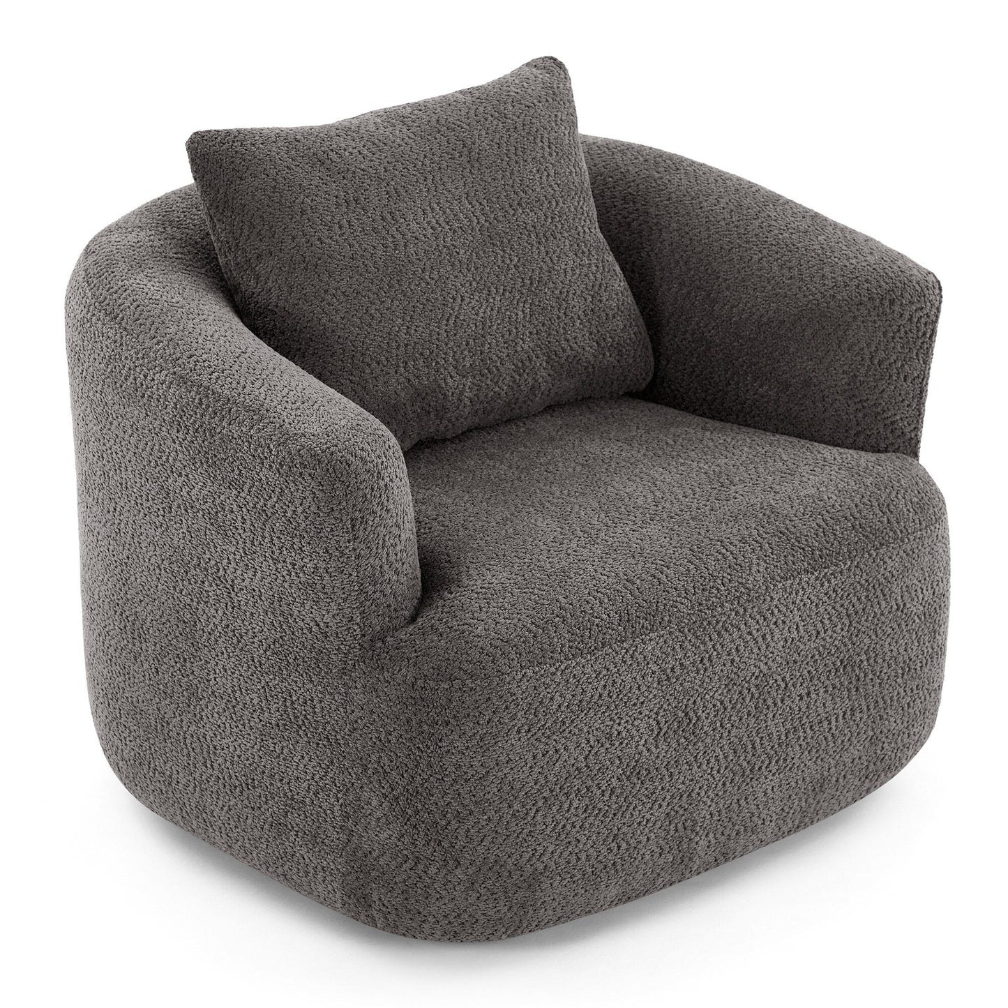 Chaise pivotante à 360°, chaise d'appoint en boucle de 38,2 pouces avec coussin décoratif, fauteuil canapé en forme de baril avec accoudoirs incurvés.