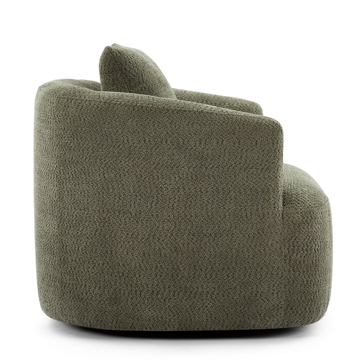 Chaise pivotante à 360°, chaise d'appoint en boucle de 38,2 pouces avec coussin décoratif, fauteuil canapé en forme de baril avec accoudoirs incurvés.